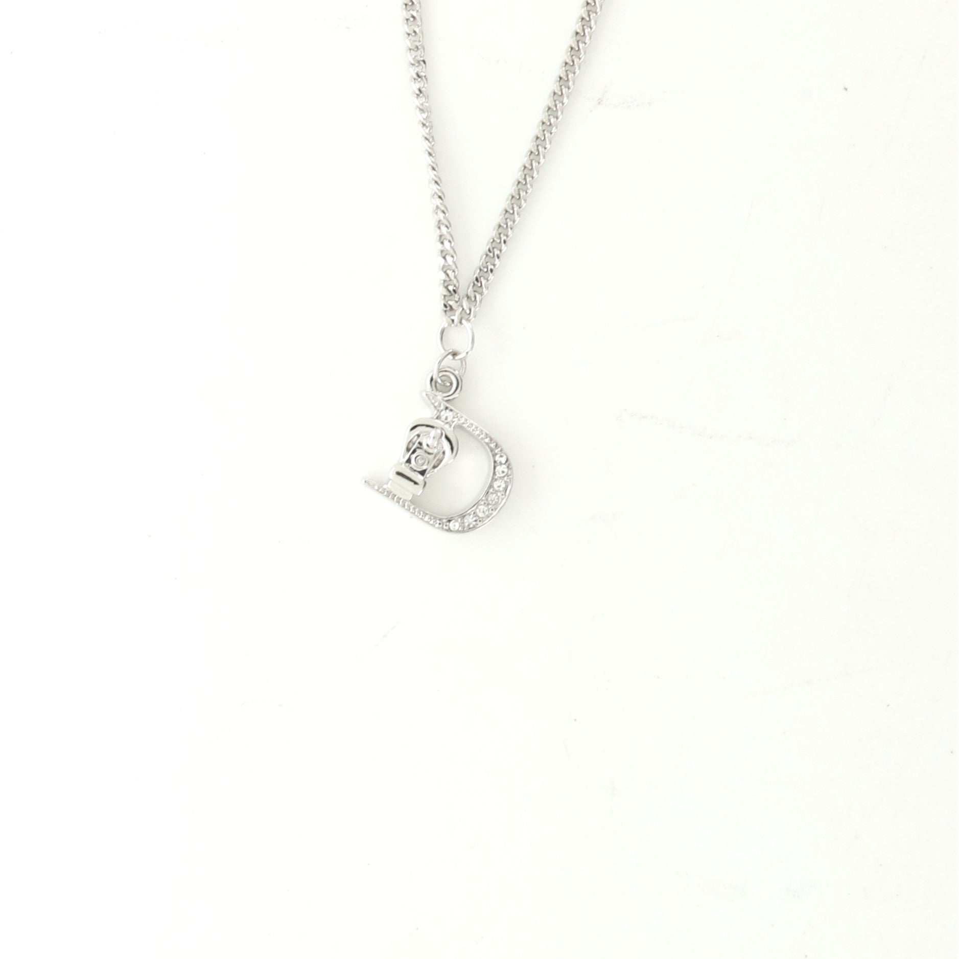 D Buckle Pendant Necklace Metal with Crystal