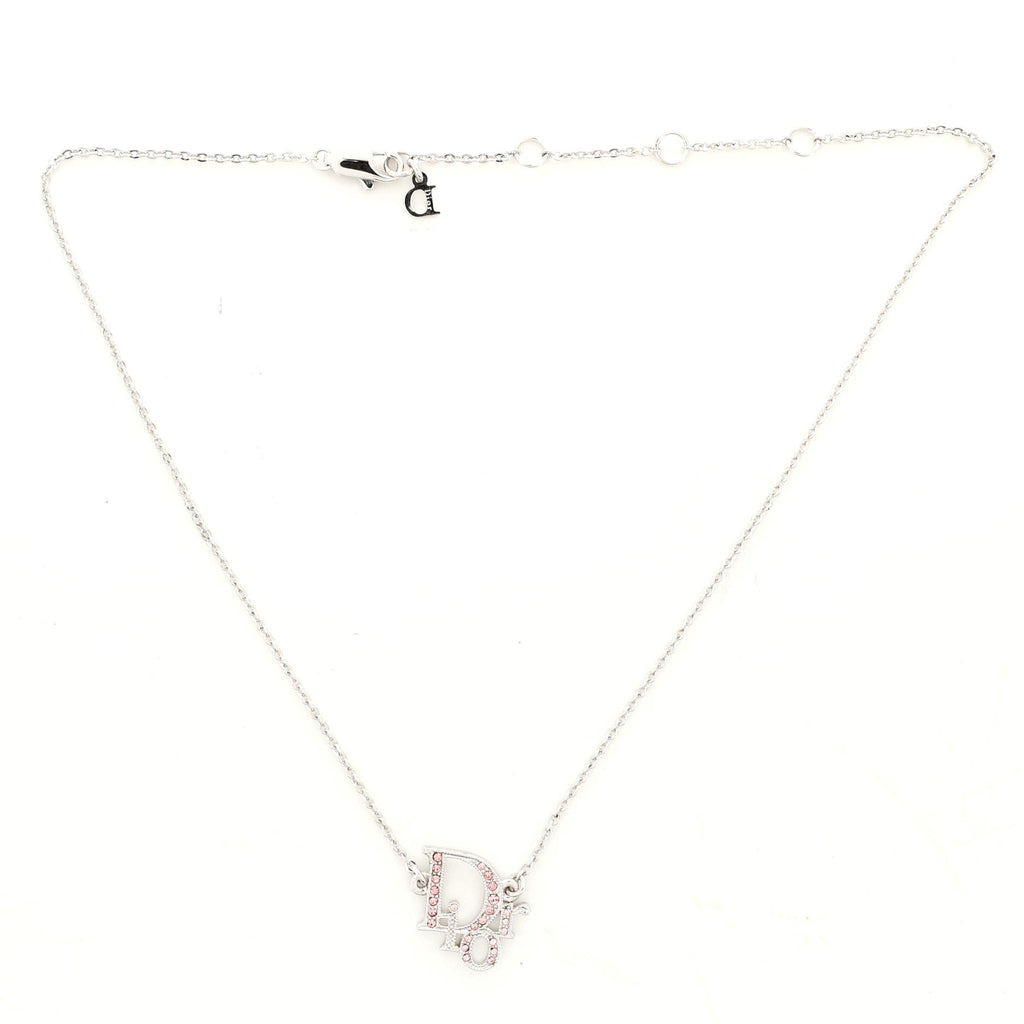Logo Pendant Necklace Metal with Crystal
