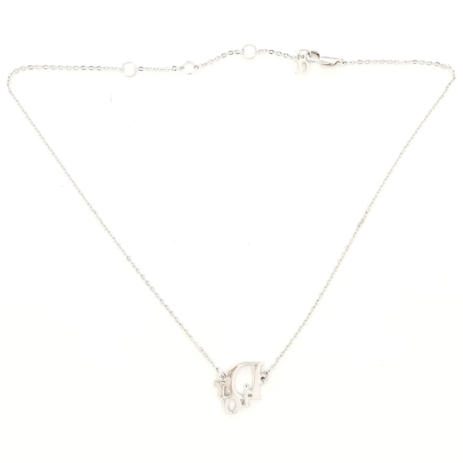 Logo Pendant Necklace Metal with Crystal