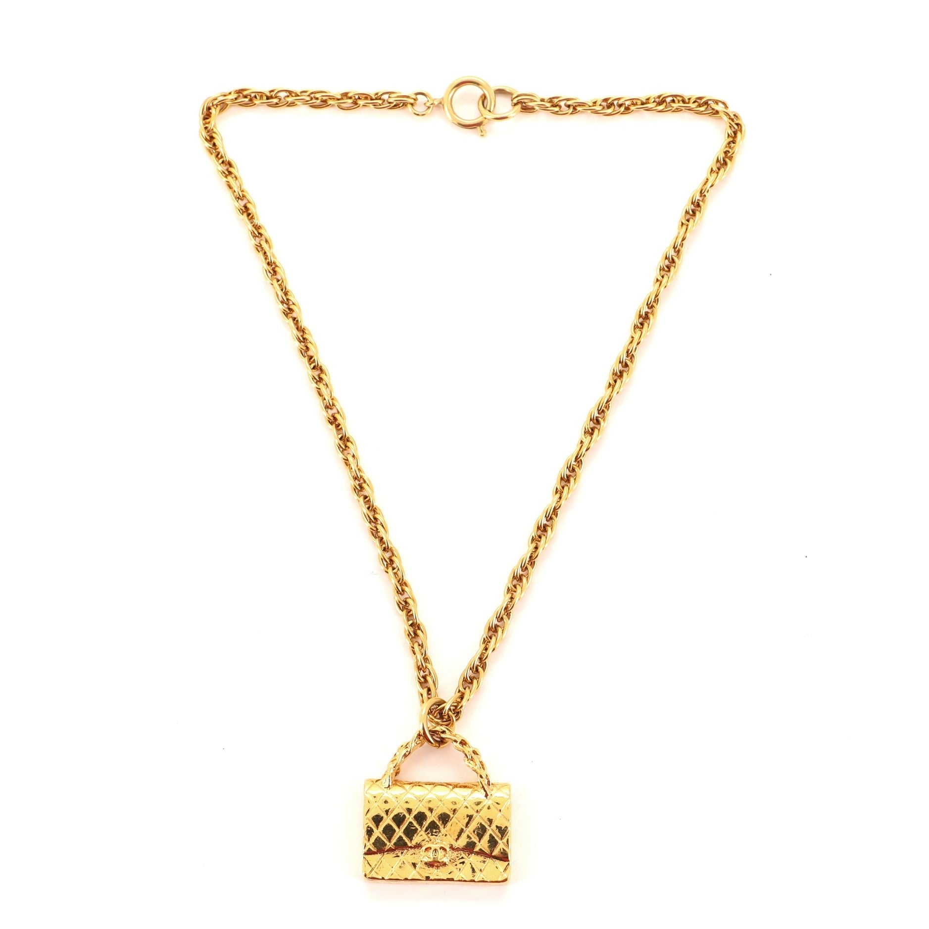 Flap Bag Pendant Necklace Metal