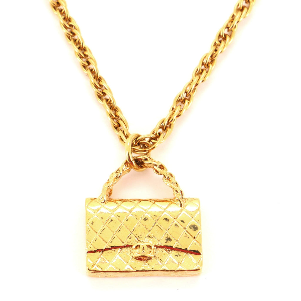Flap Bag Pendant Necklace Metal