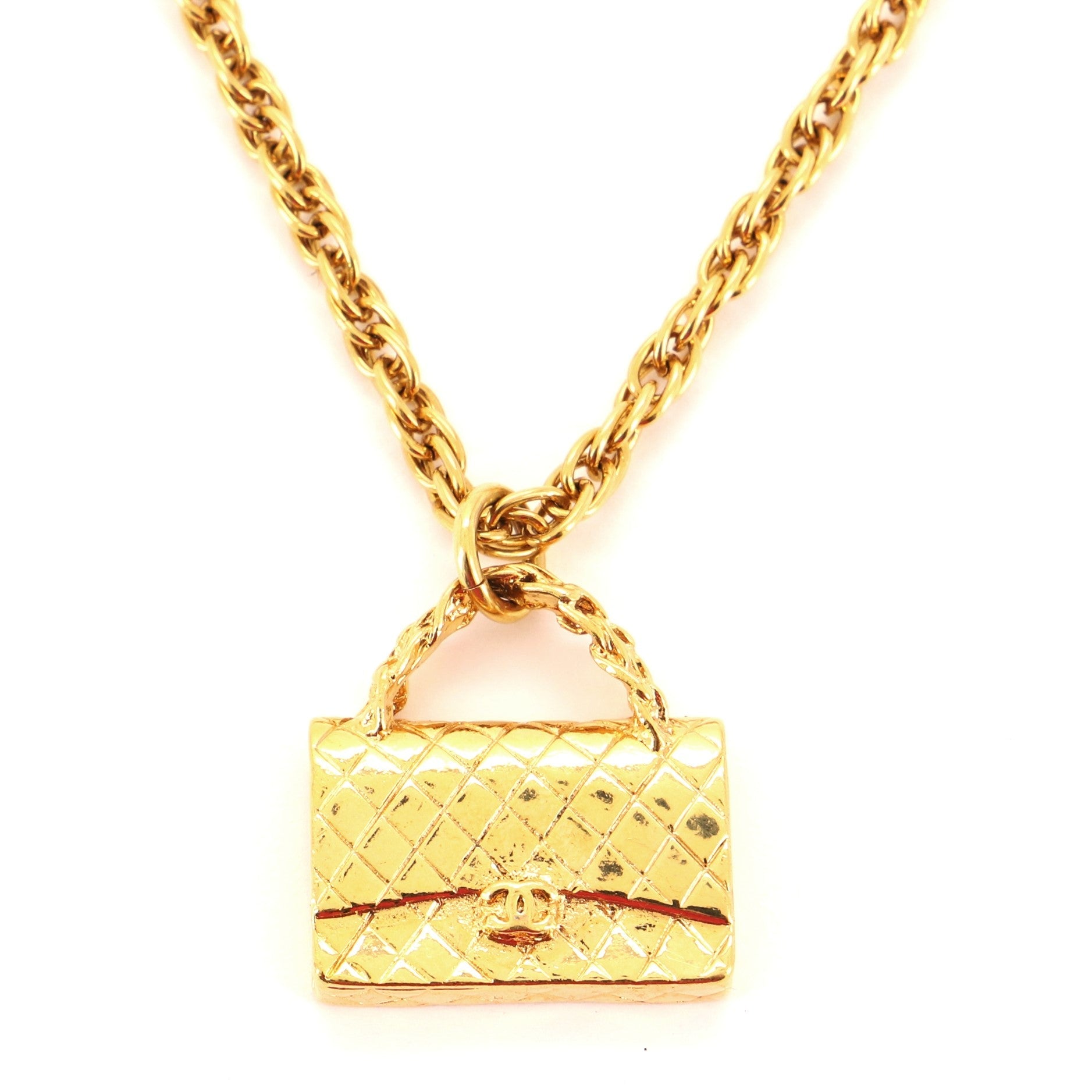 Flap Bag Pendant Necklace Metal