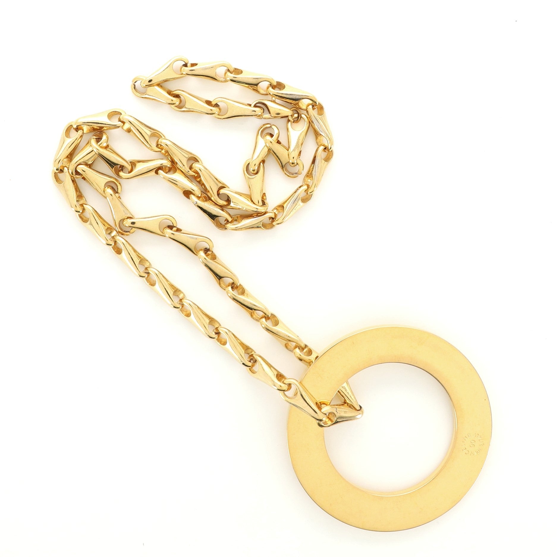 Vintage Logo Circle Pendant Necklace Metal