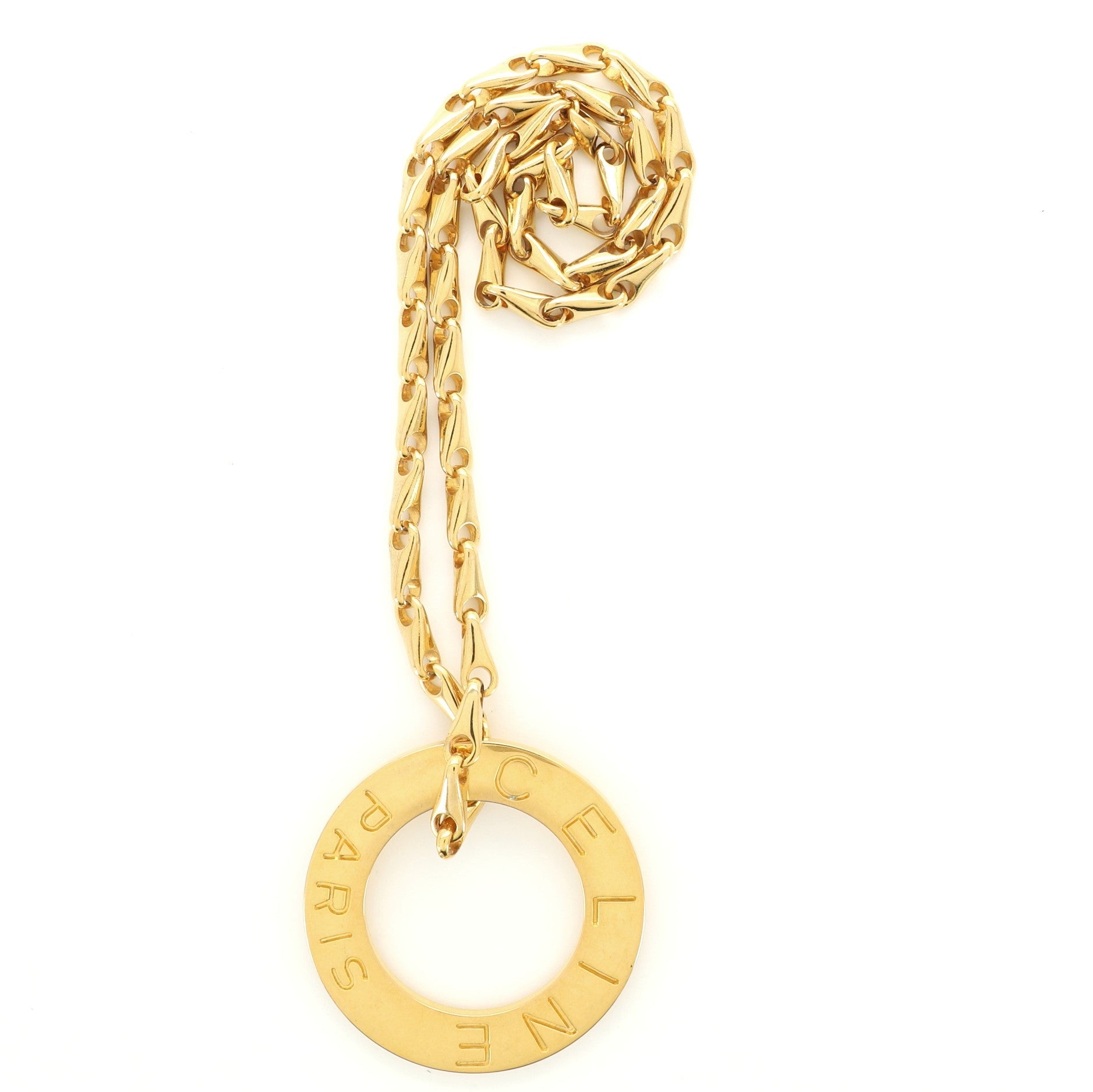 Vintage Logo Circle Pendant Necklace Metal
