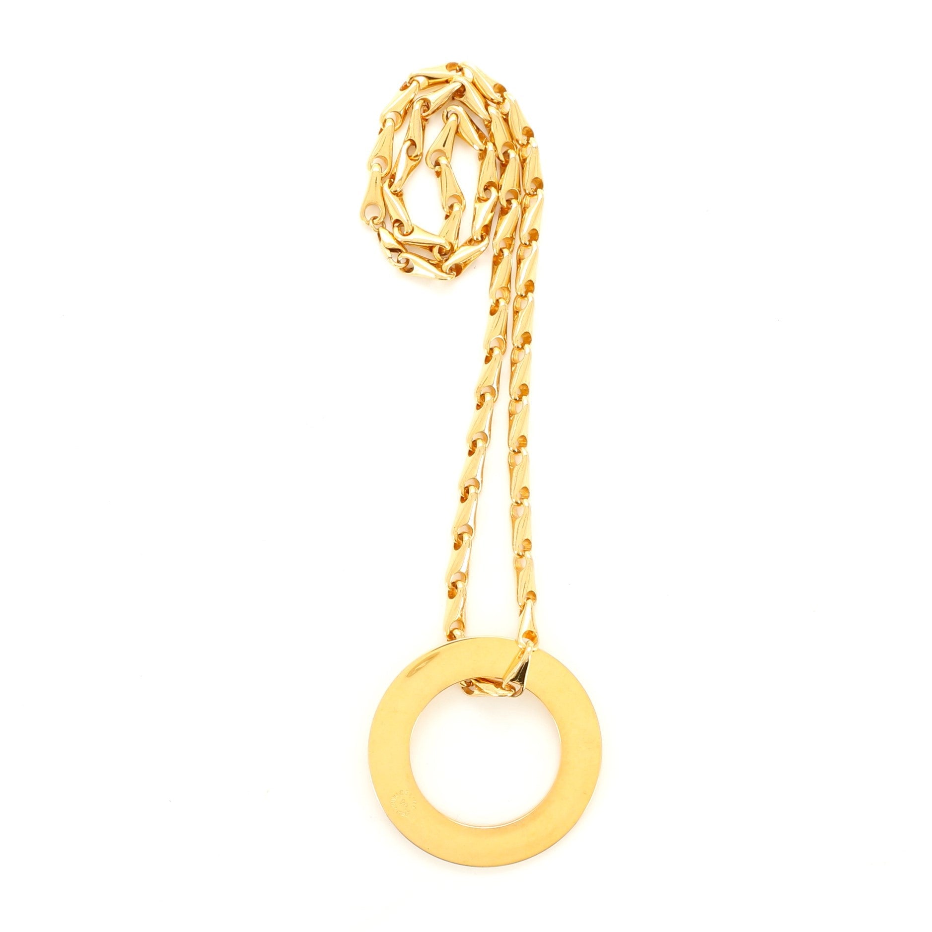 Vintage Logo Circle Pendant Necklace Metal