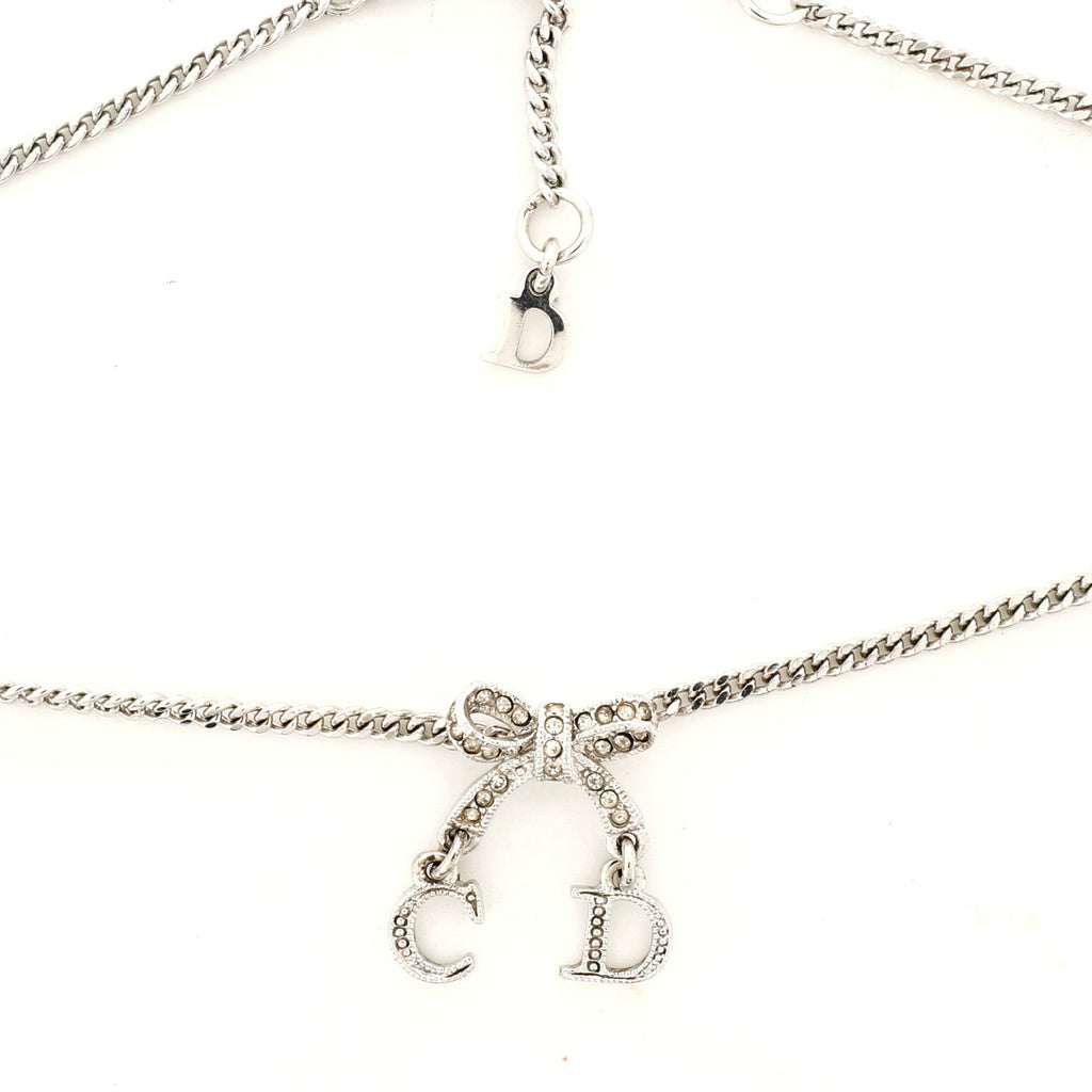 Bow CD Pendant Necklace Metal with Crystal