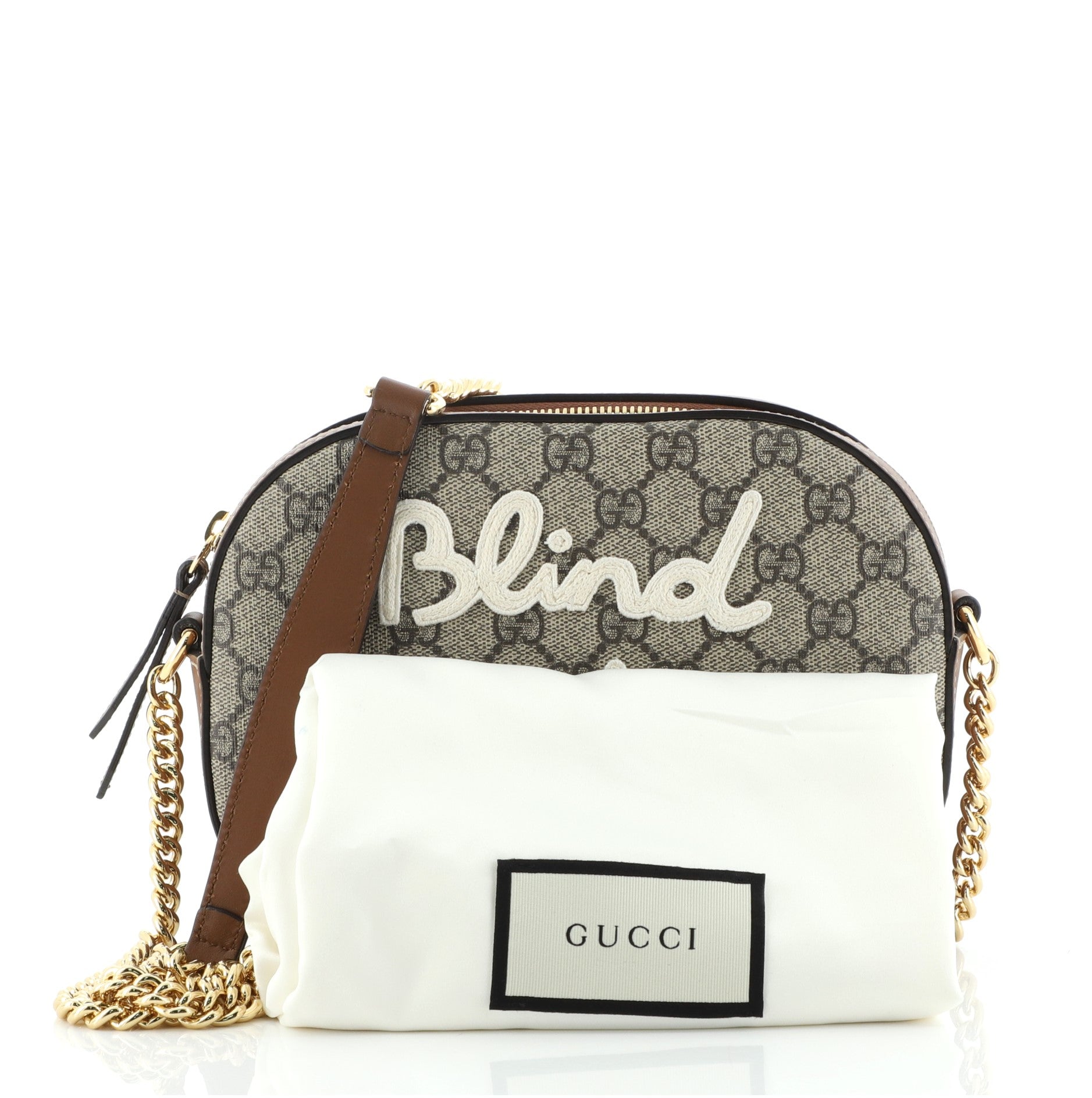 Chain Crossbody Bag Embroidered GG Coated Canvas Mini