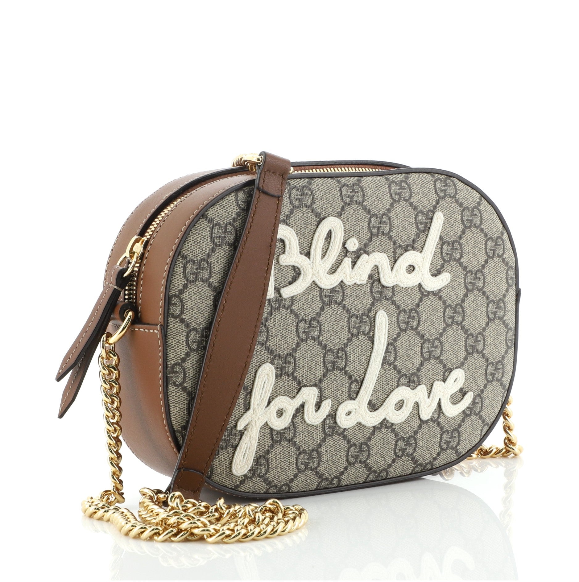 Chain Crossbody Bag Embroidered GG Coated Canvas Mini