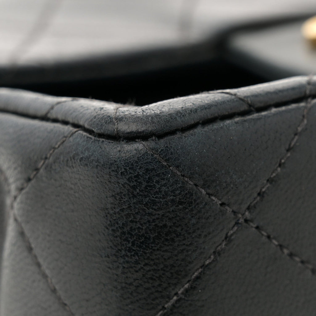 Lambskin Quilted Mini Square Flap Black