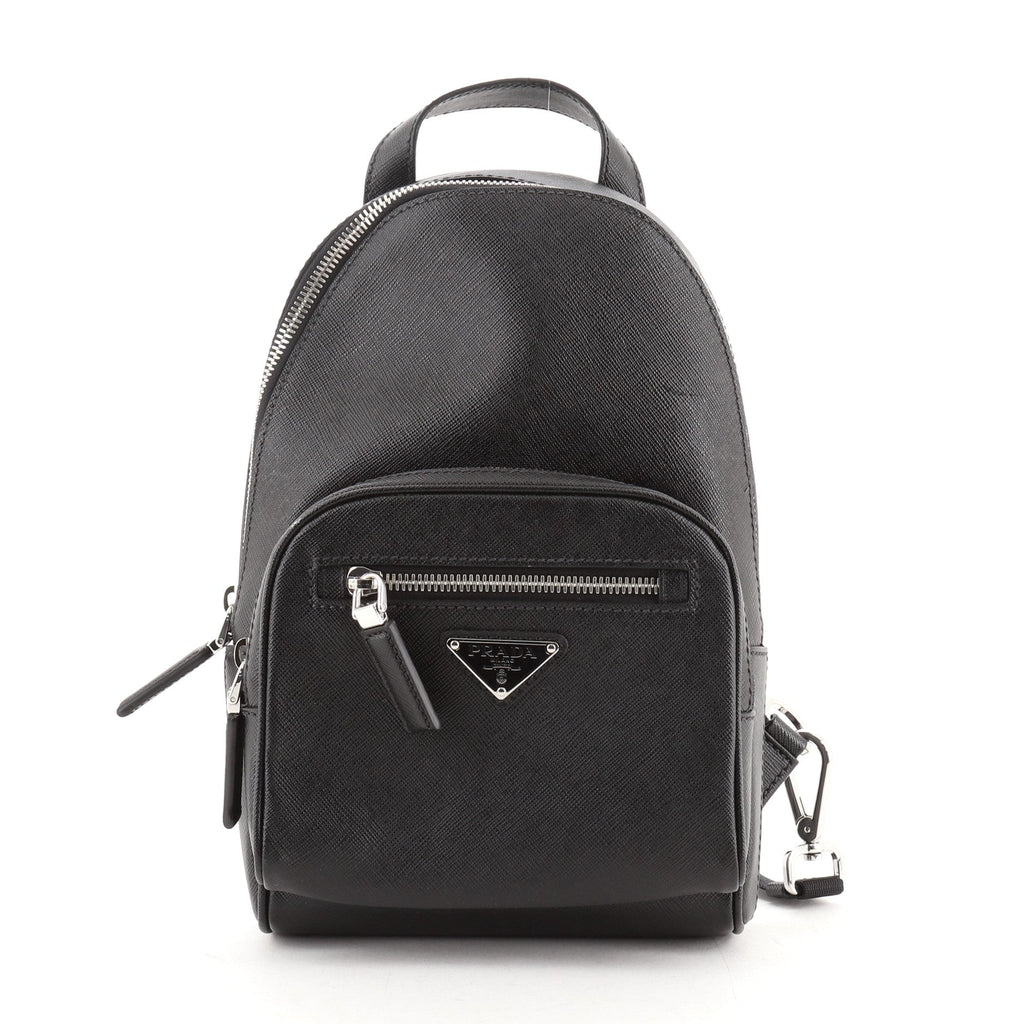 Convertible Sling Backpack Saffiano Leather Mini