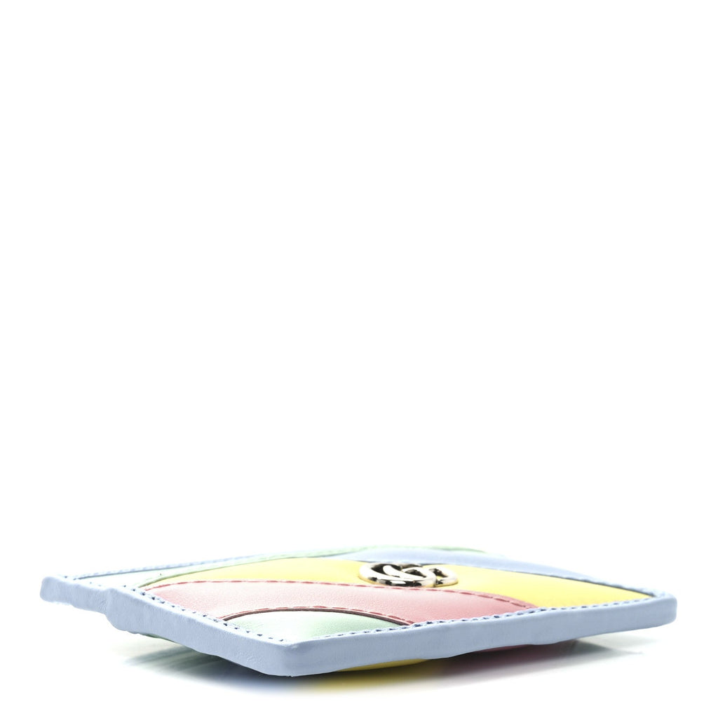 Calfskin Matelasse Diagonal GG Marmont  Holder Wallet Multicolor Pastel