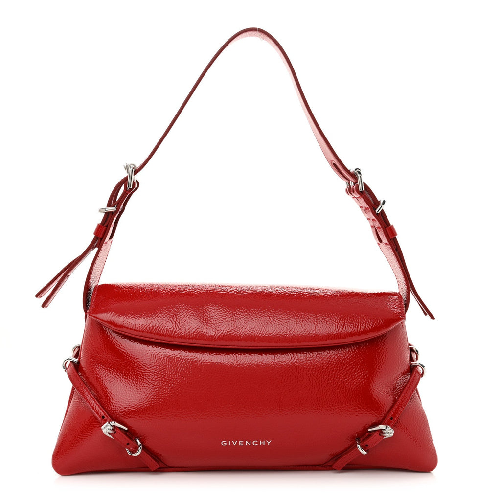 Patent Calfskin Small P'tit Voyou Shoulder Bag Vermillon