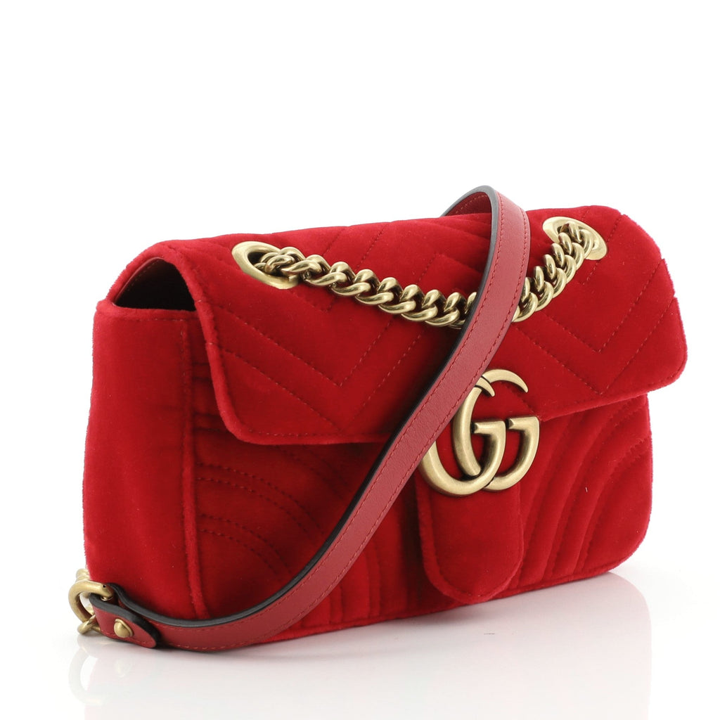 GG Marmont Flap Bag Matelasse Velvet Mini