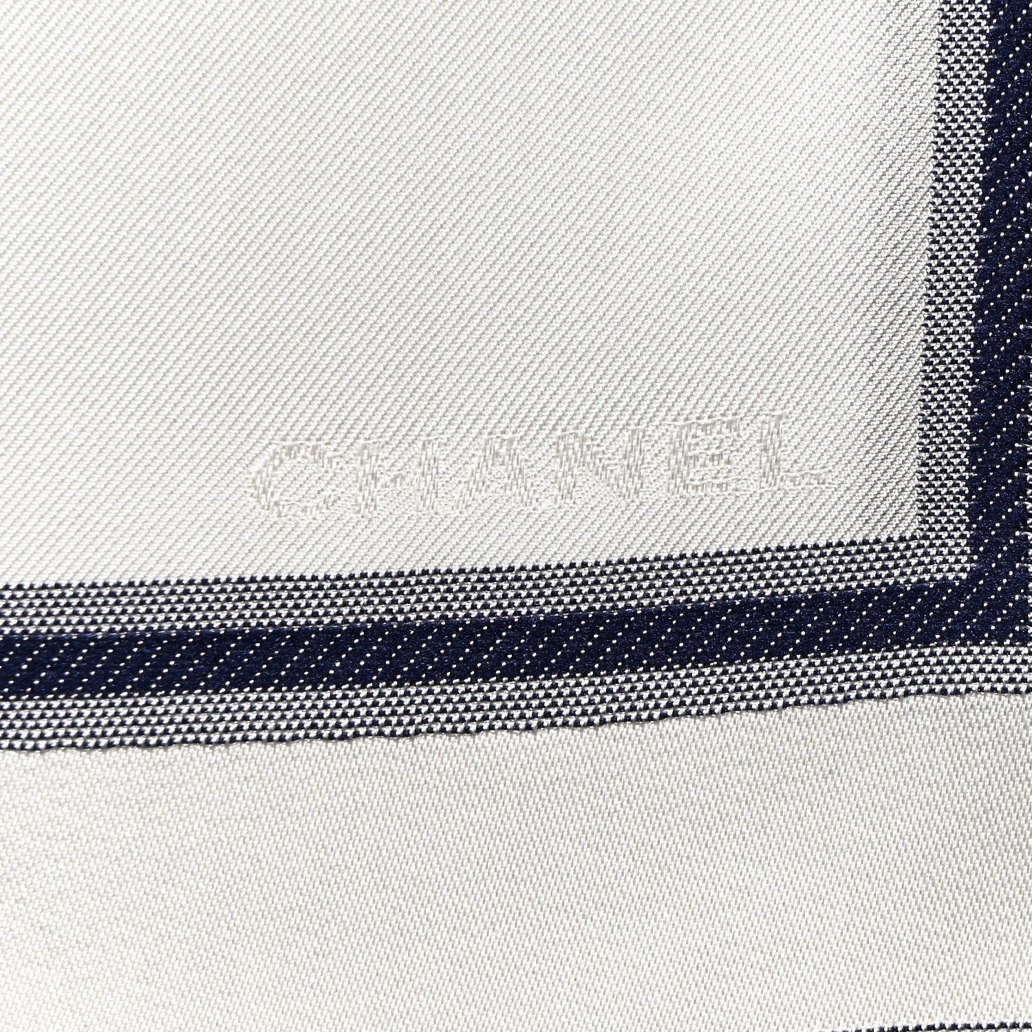 Silk CC Logo Rue Cambon Square Scarf White Multicolor