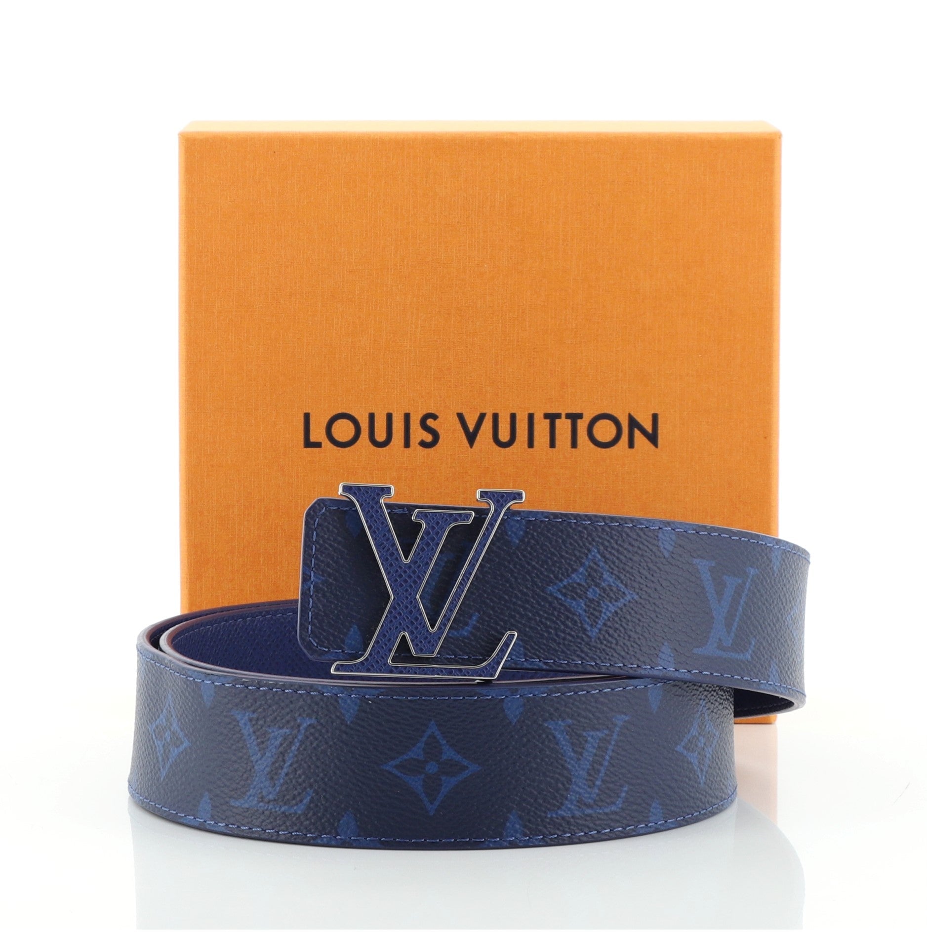 LV Initiales Reversible Belt Monogram Taigarama Wide 110