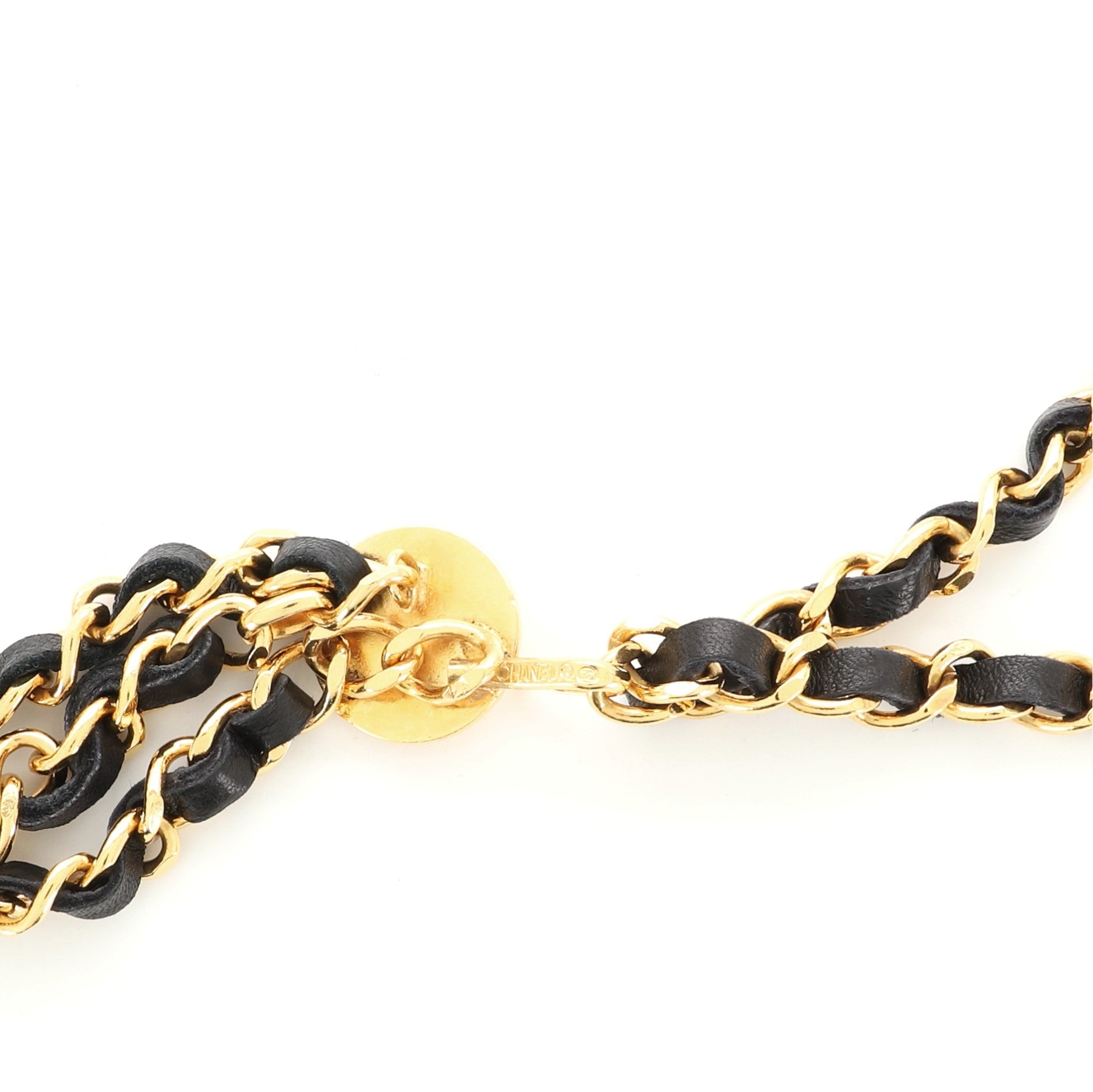 Vintage Multi-Chain Medallion Belt Metal and Leather 85