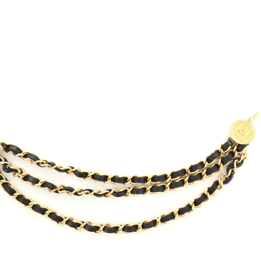 Vintage Multi-Chain Medallion Belt Metal and Leather 85