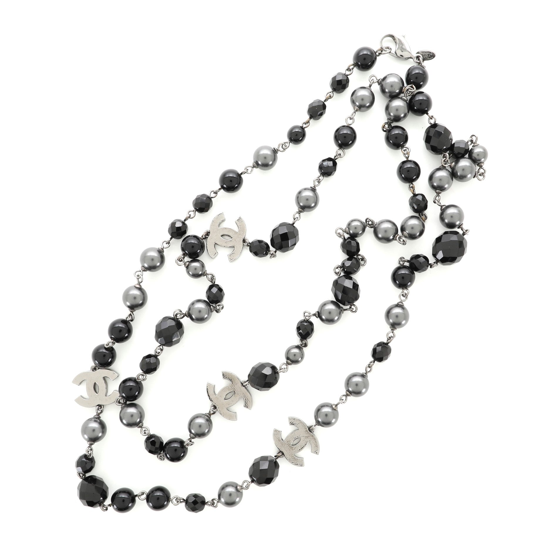 CC Long Necklace Faux Pearls and Beads