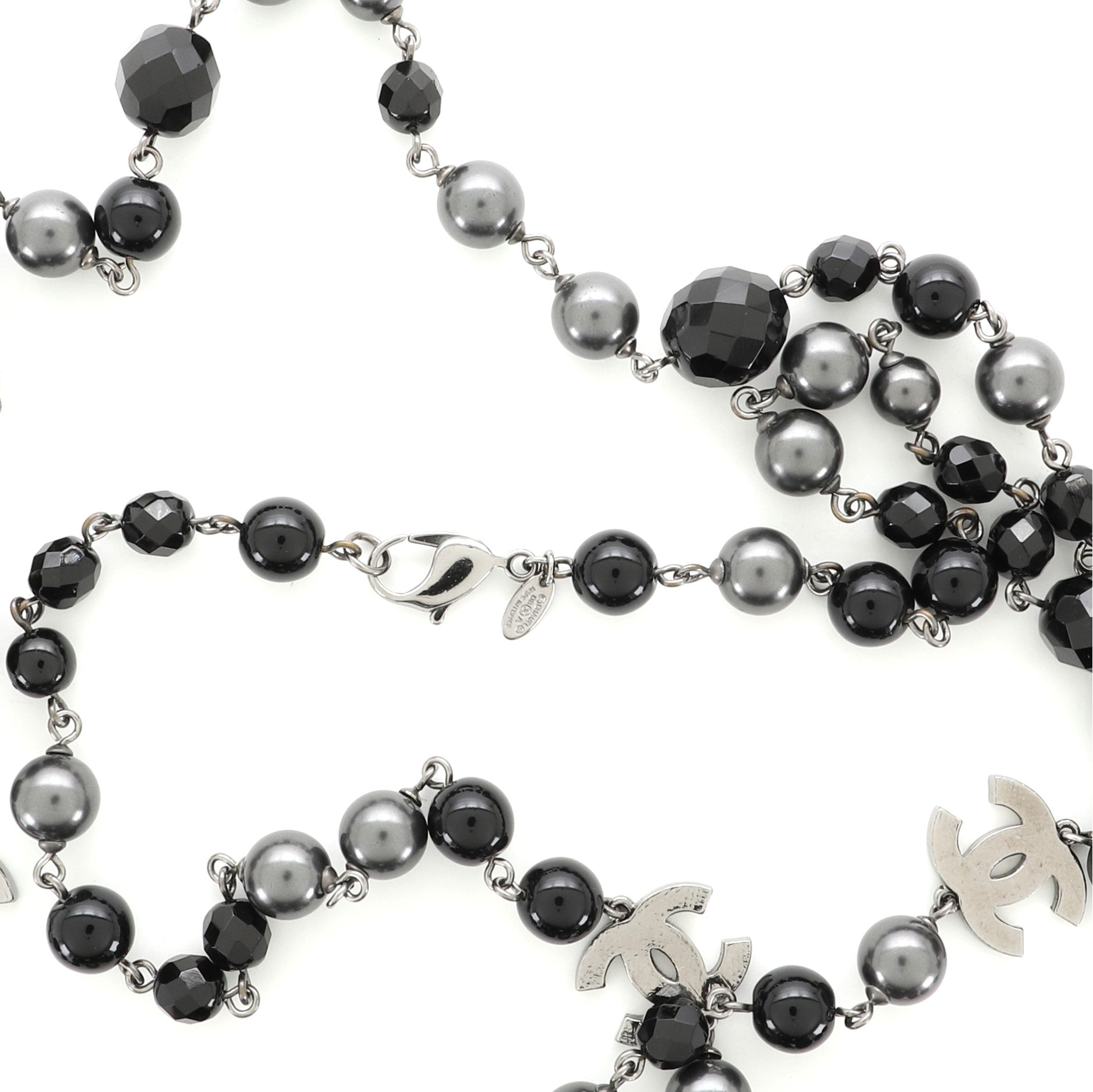CC Long Necklace Faux Pearls and Beads