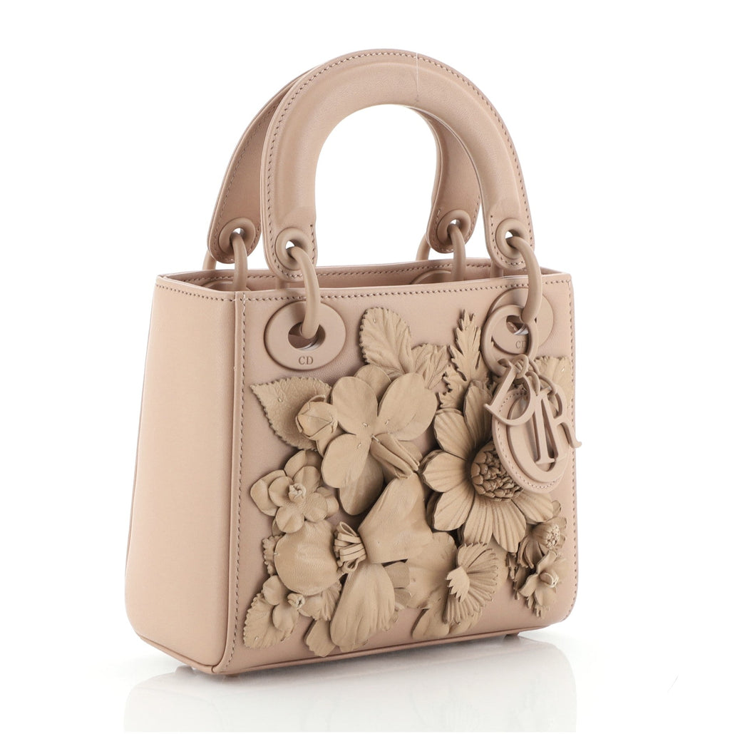 Ultra Matte Lady Dior Bag Flower Embroidered Lambskin Mini