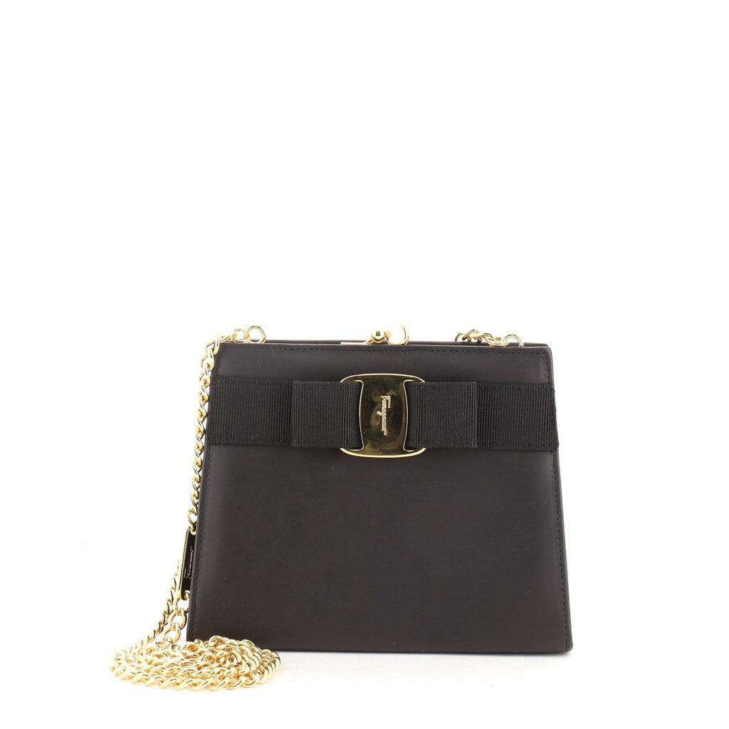 Vintage Kisslock Chain Crossbody Bag Leather Mini