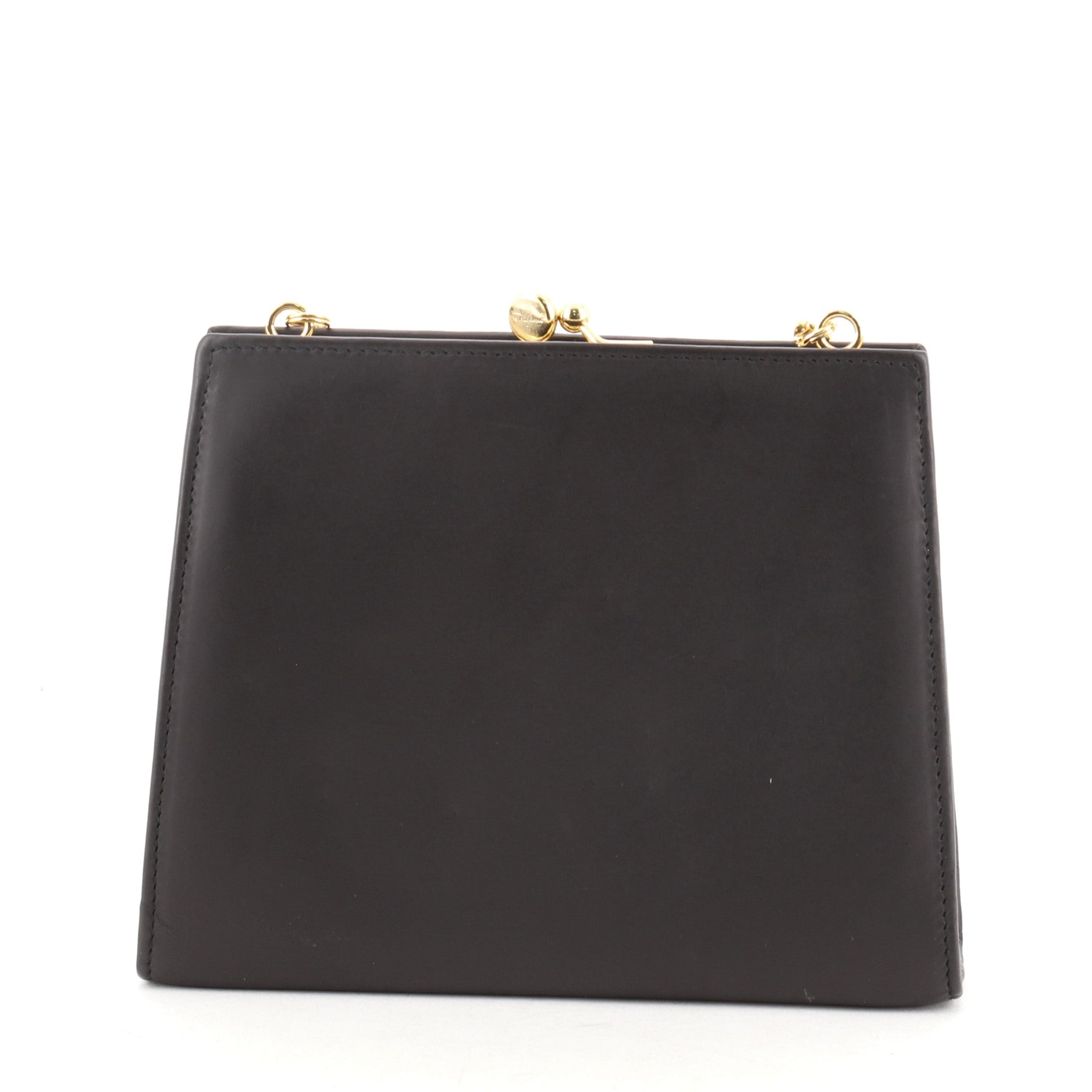 Vintage Kisslock Chain Crossbody Bag Leather Mini