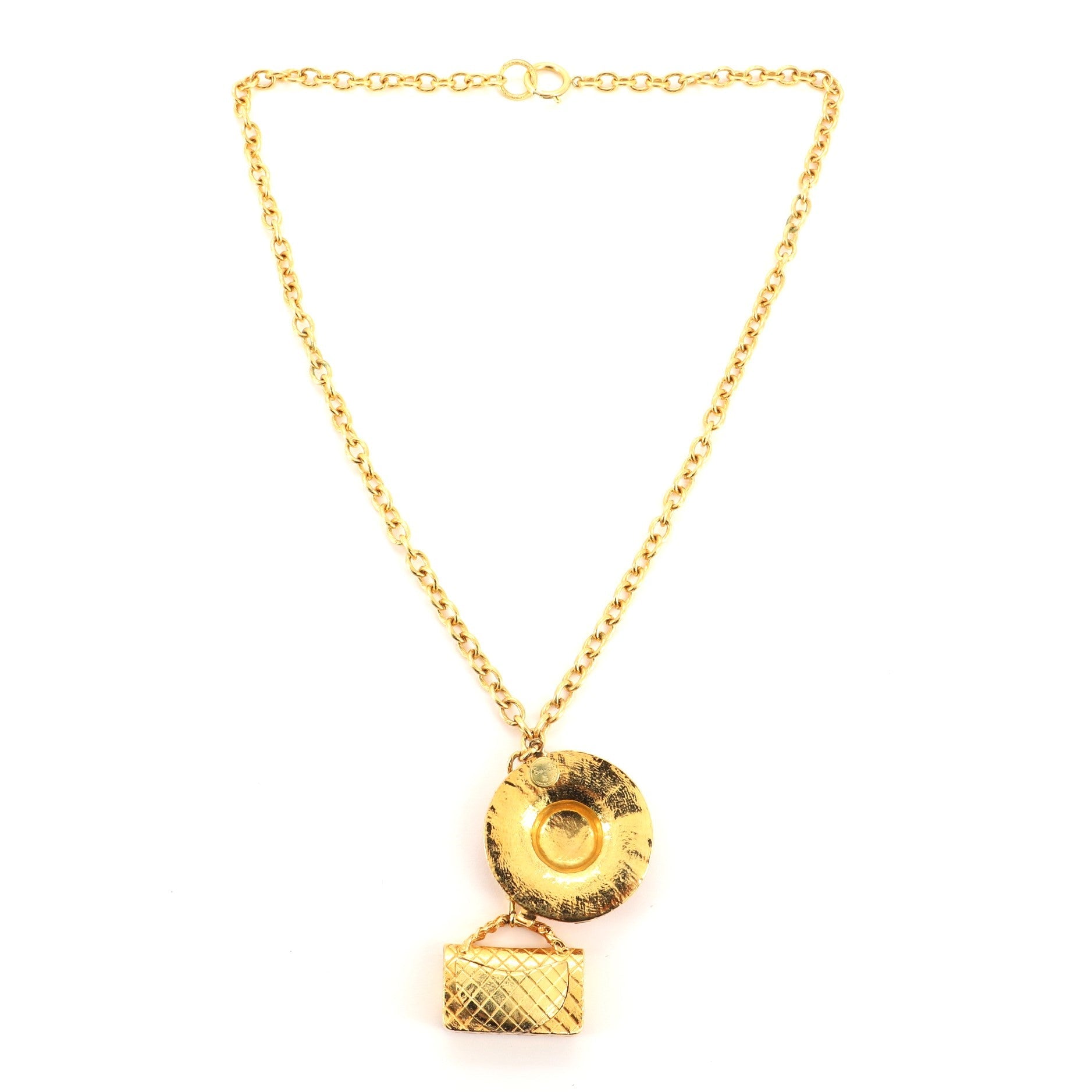 Sun Hat & Bag Charm Necklace Metal