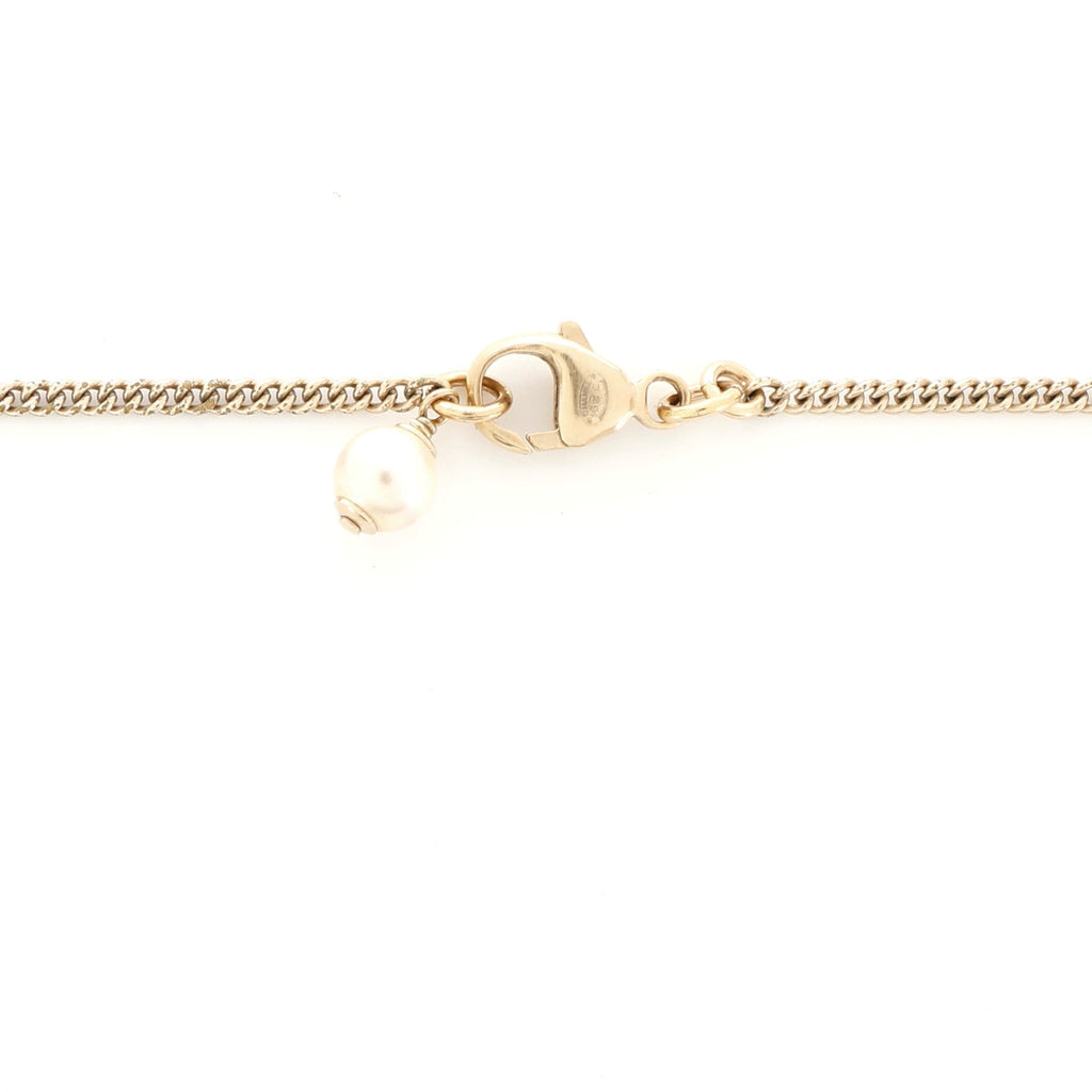 Ombre CC Pendant Necklace Metal with Faux Pearl
