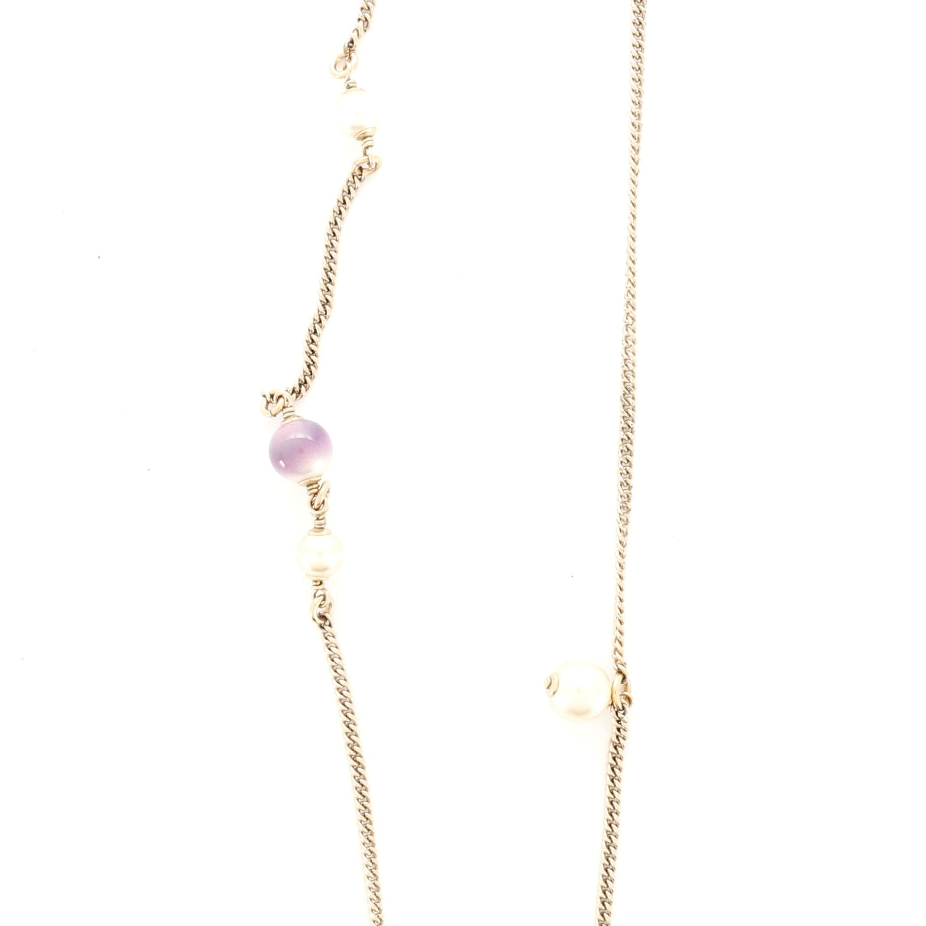 Ombre CC Pendant Necklace Metal with Faux Pearl