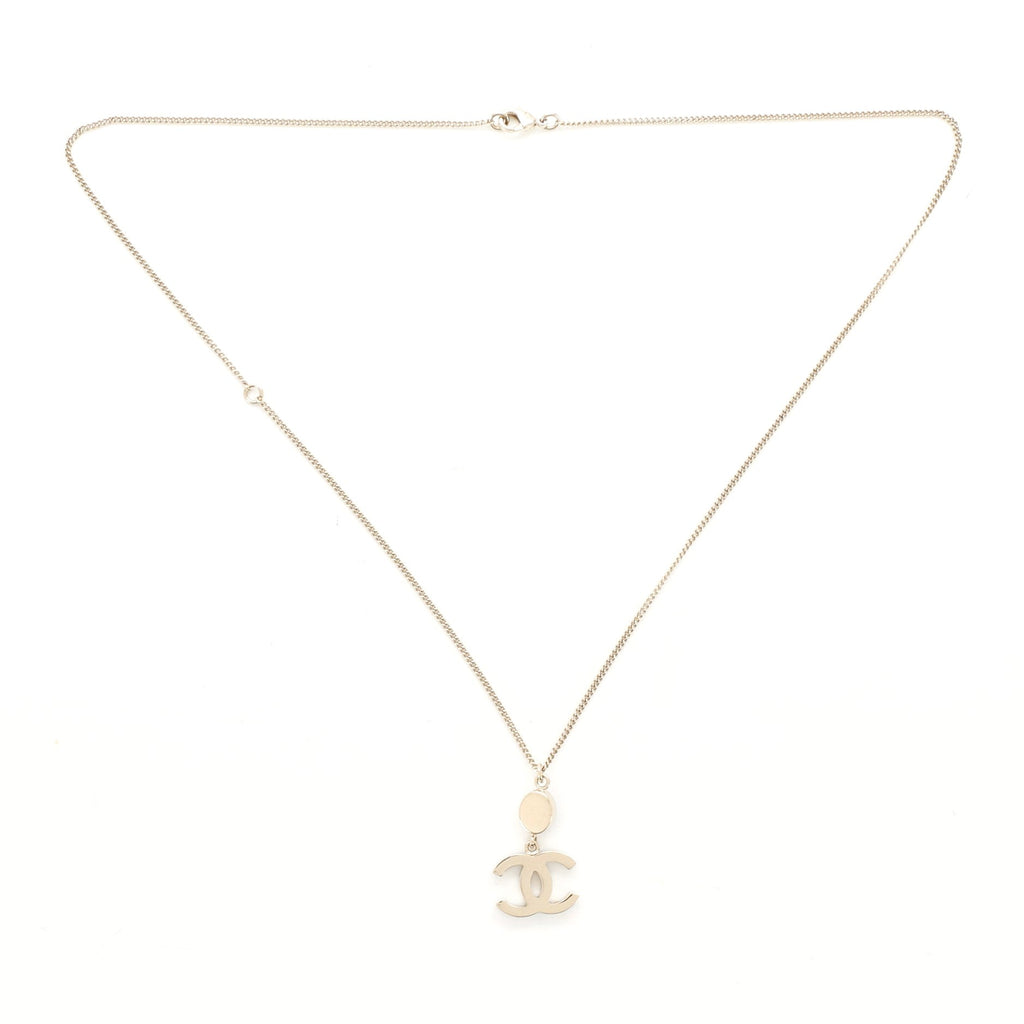 CC Pendant Chain Necklace Metal with Faux Pearl and Crystal