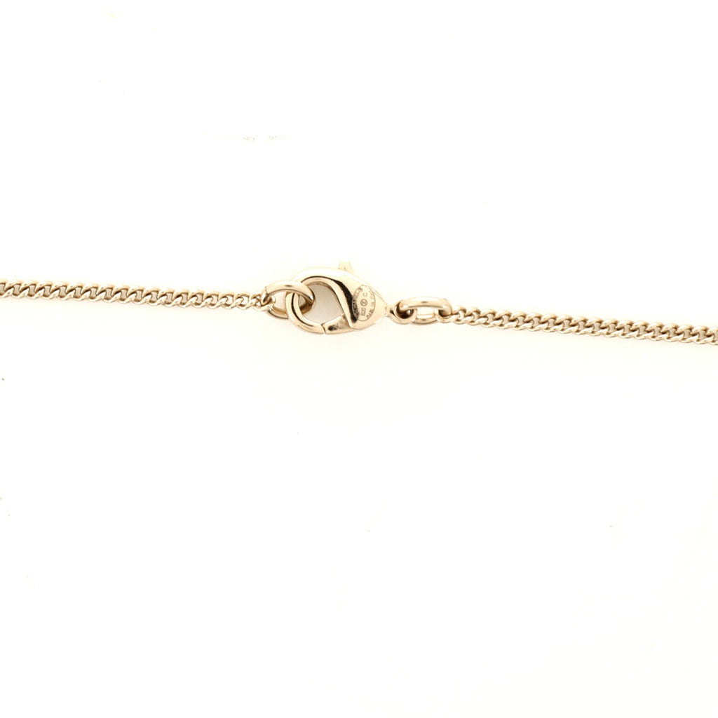 CC Pendant Chain Necklace Metal with Faux Pearl and Crystal
