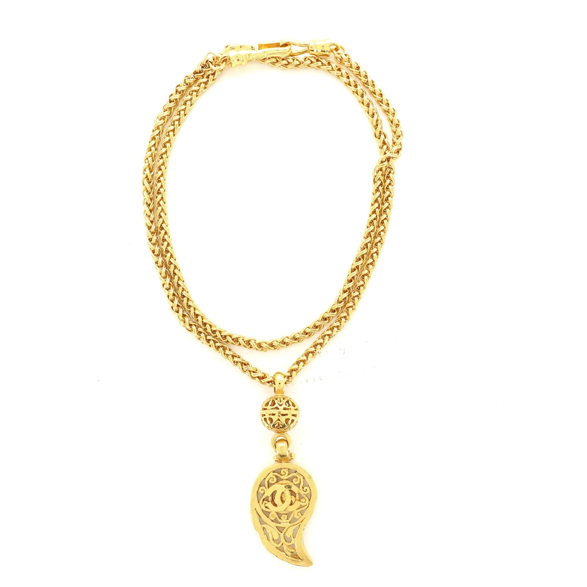 Paisley Fretwork Pendant Necklace Metal