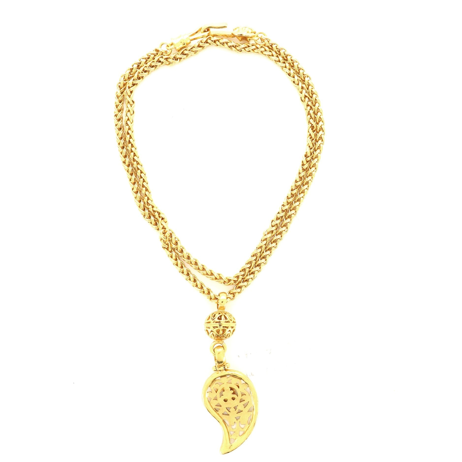 Paisley Fretwork Pendant Necklace Metal