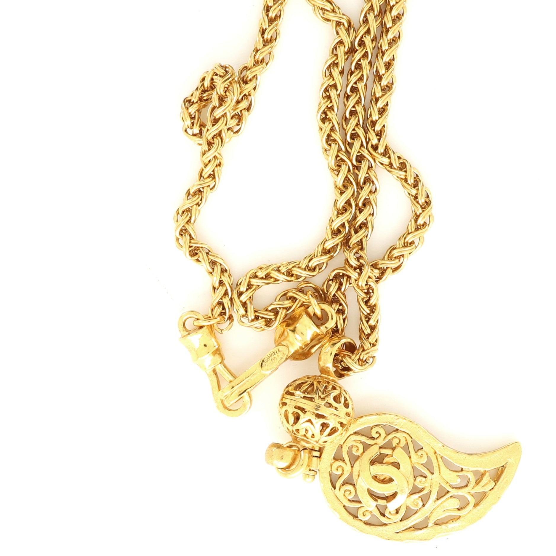 Paisley Fretwork Pendant Necklace Metal