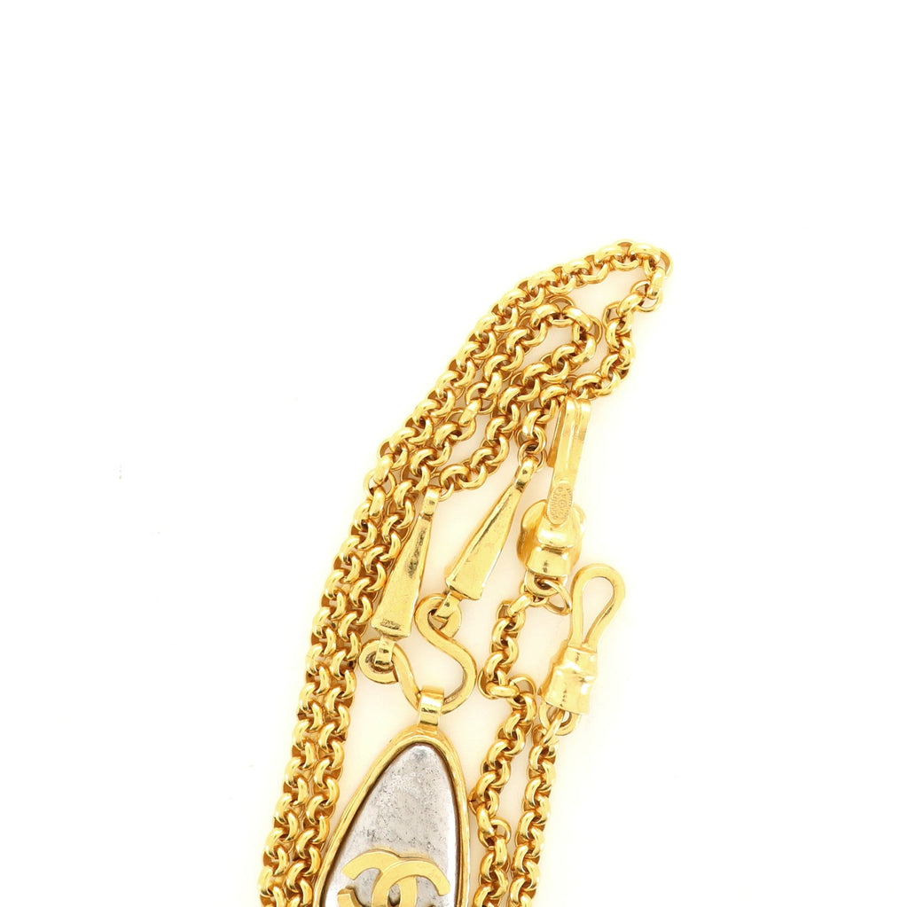 Vintage CC Drop Pendant Necklace Gold-Plated Brass