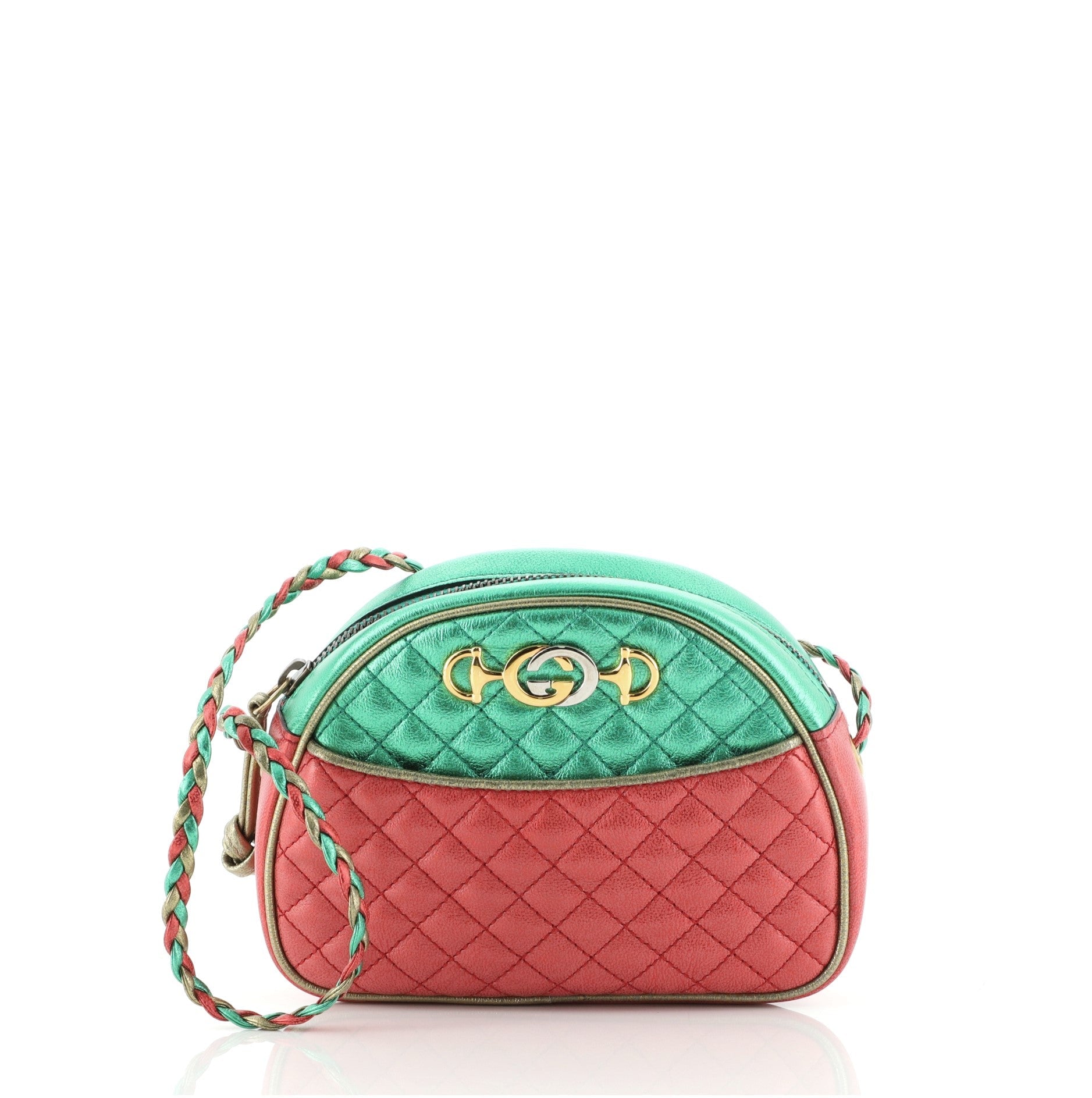 Trapuntata Camera Shoulder Bag Quilted Laminated Leather Mini