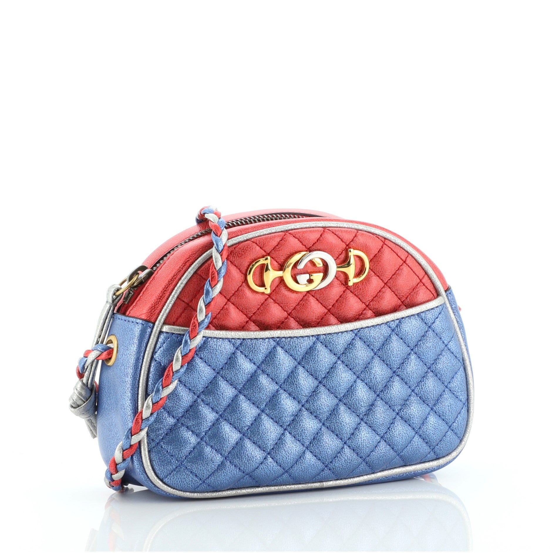 Trapuntata Camera Shoulder Bag Quilted Laminated Leather Mini