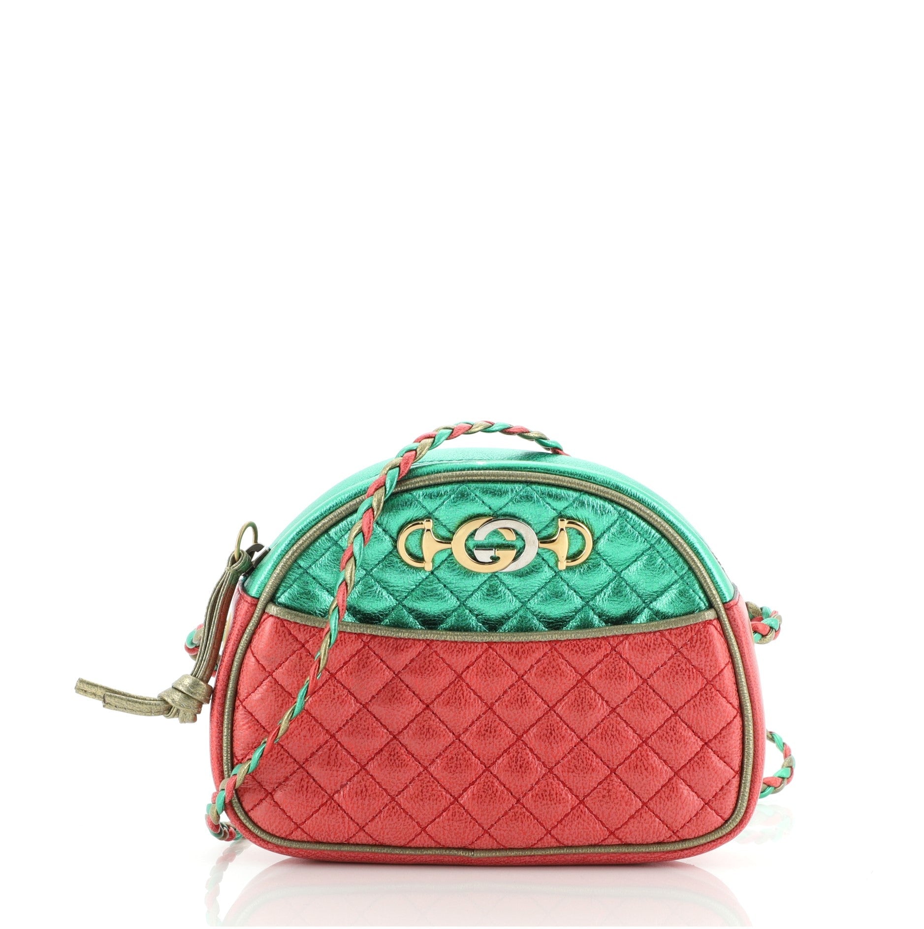 Trapuntata Camera Shoulder Bag Quilted Laminated Leather Mini