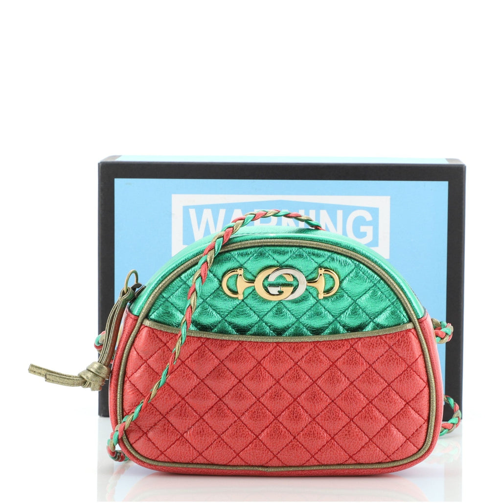 Trapuntata Camera Shoulder Bag Quilted Laminated Leather Mini