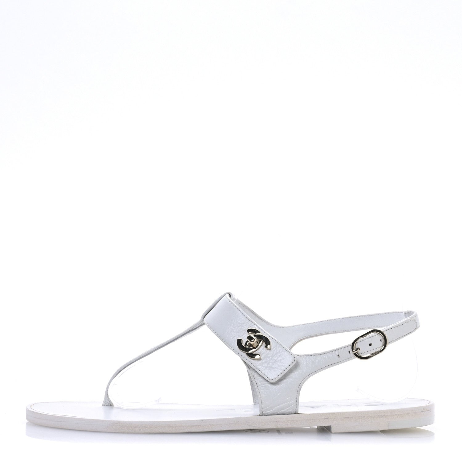 Lambskin CC Thong Sandals 36 White