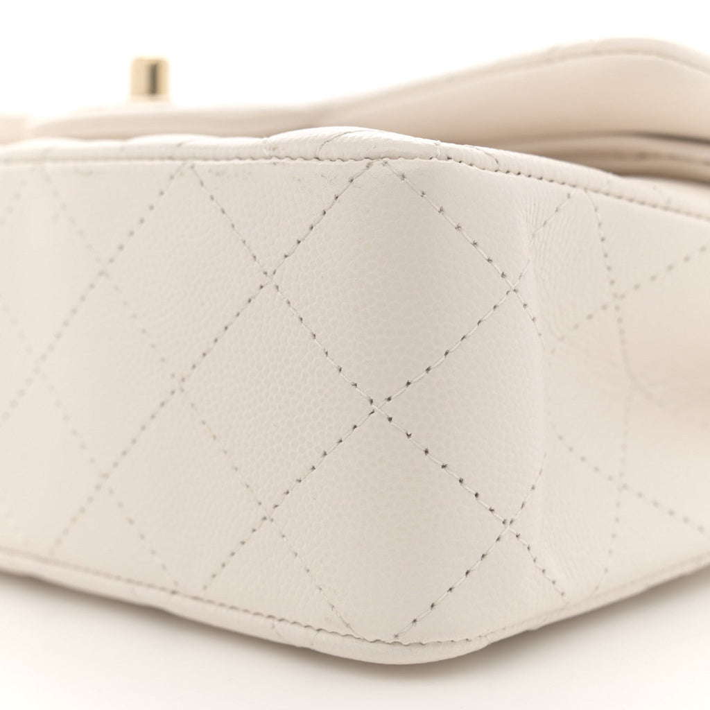 Caviar Quilted Small Double Flap White