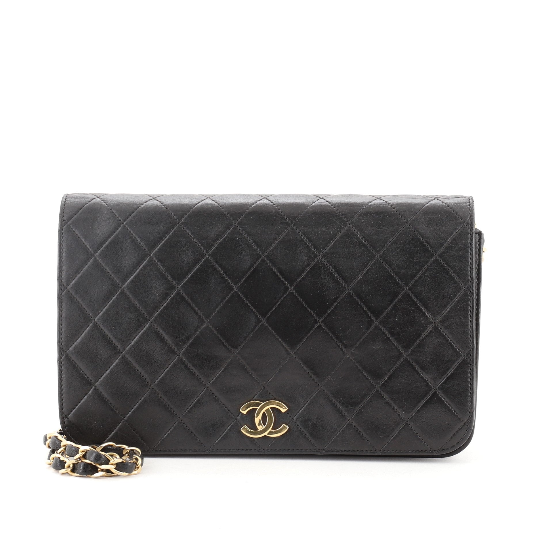 Vintage Clutch with Chain Quilted Leather Medium