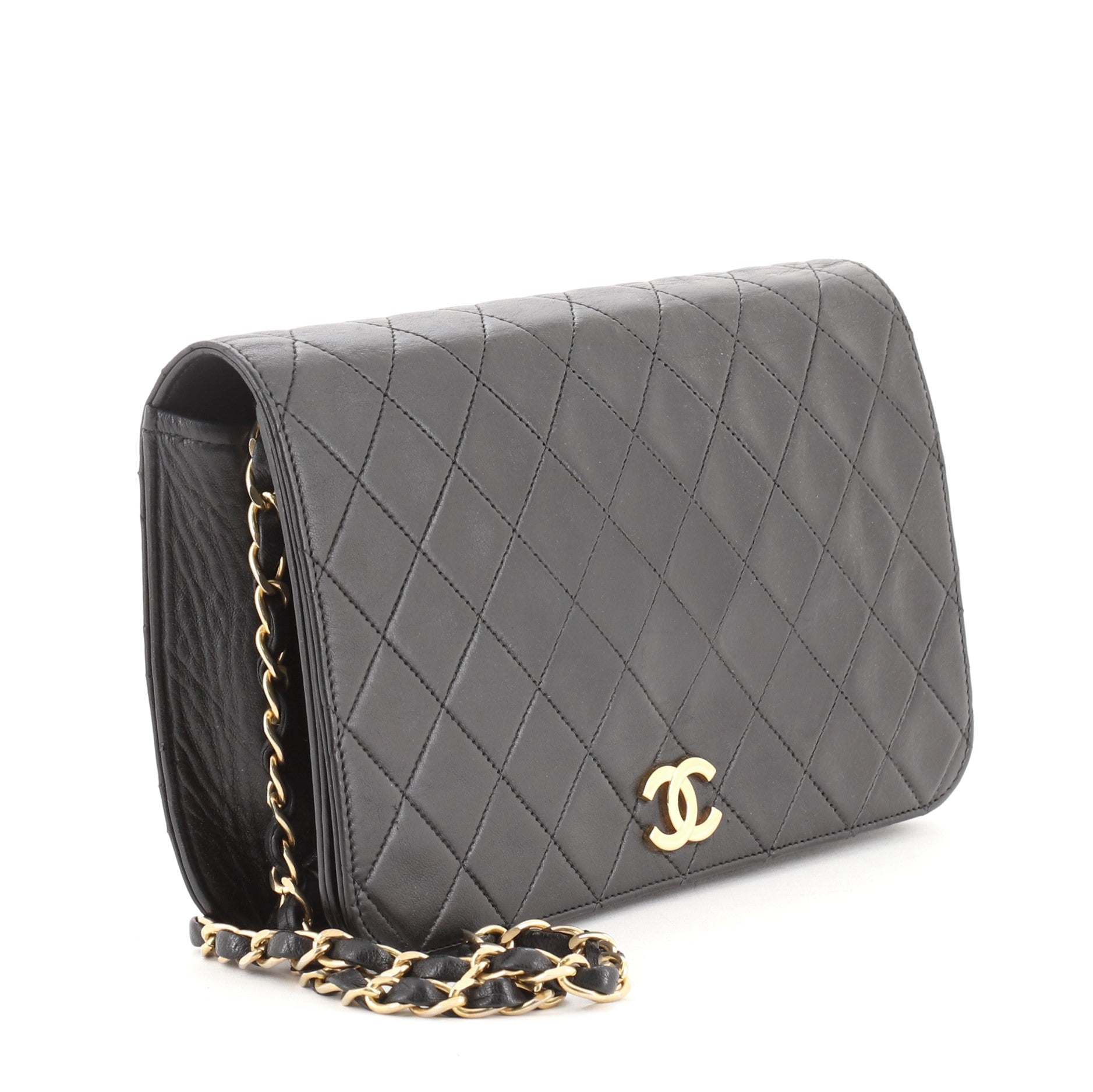 Vintage Clutch with Chain Quilted Leather Medium