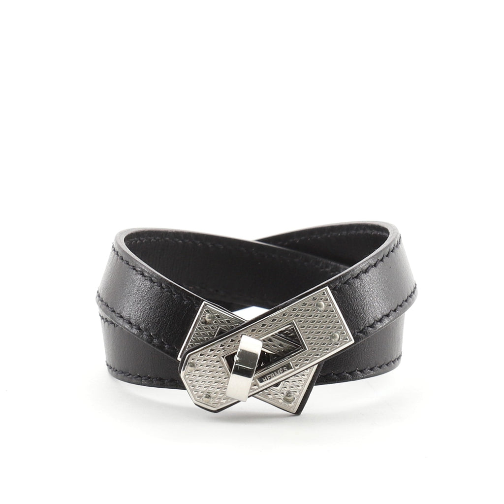 Kelly Double Tour Bracelet Leather with Guilloche