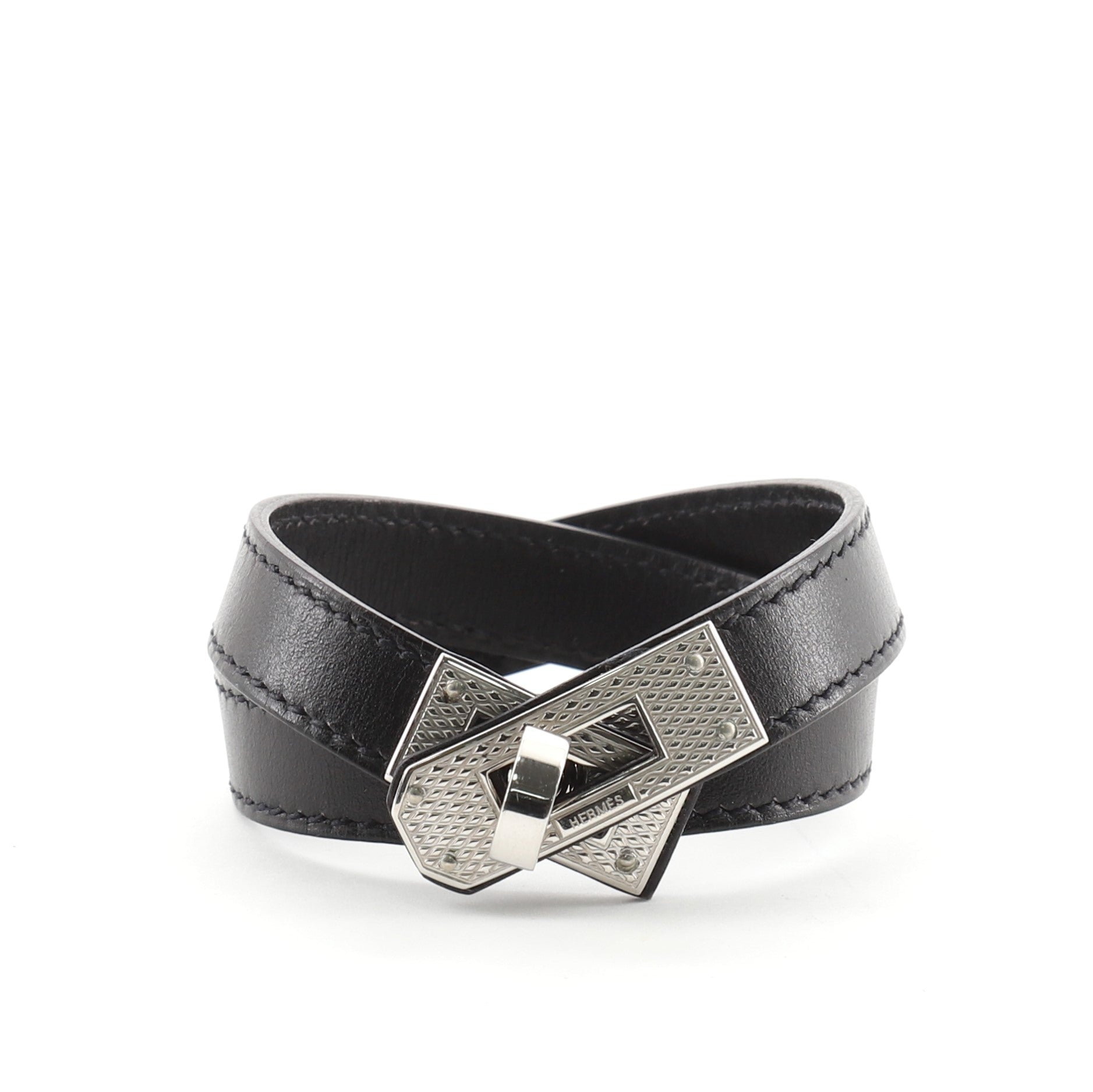 Kelly Double Tour Bracelet Leather with Guilloche