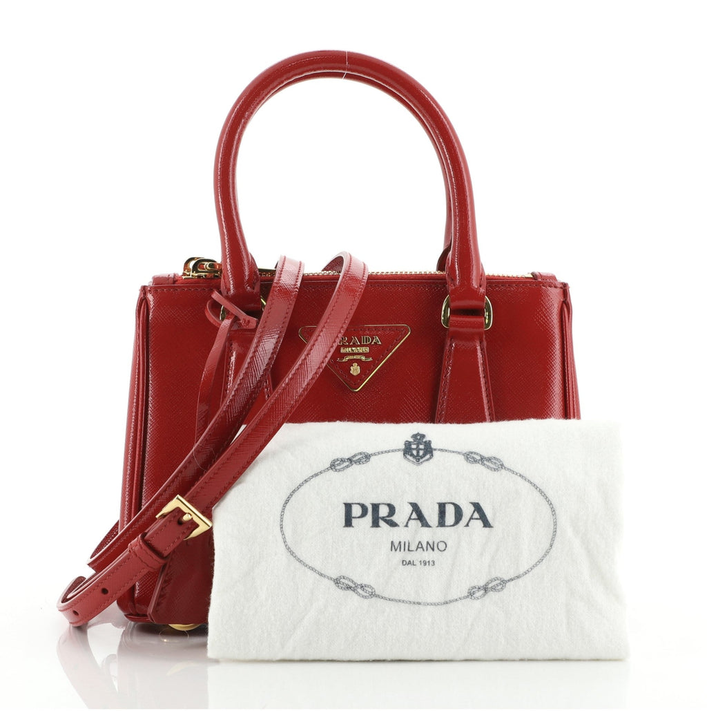 Galleria Double Zip Tote Vernice Saffiano Leather Mini