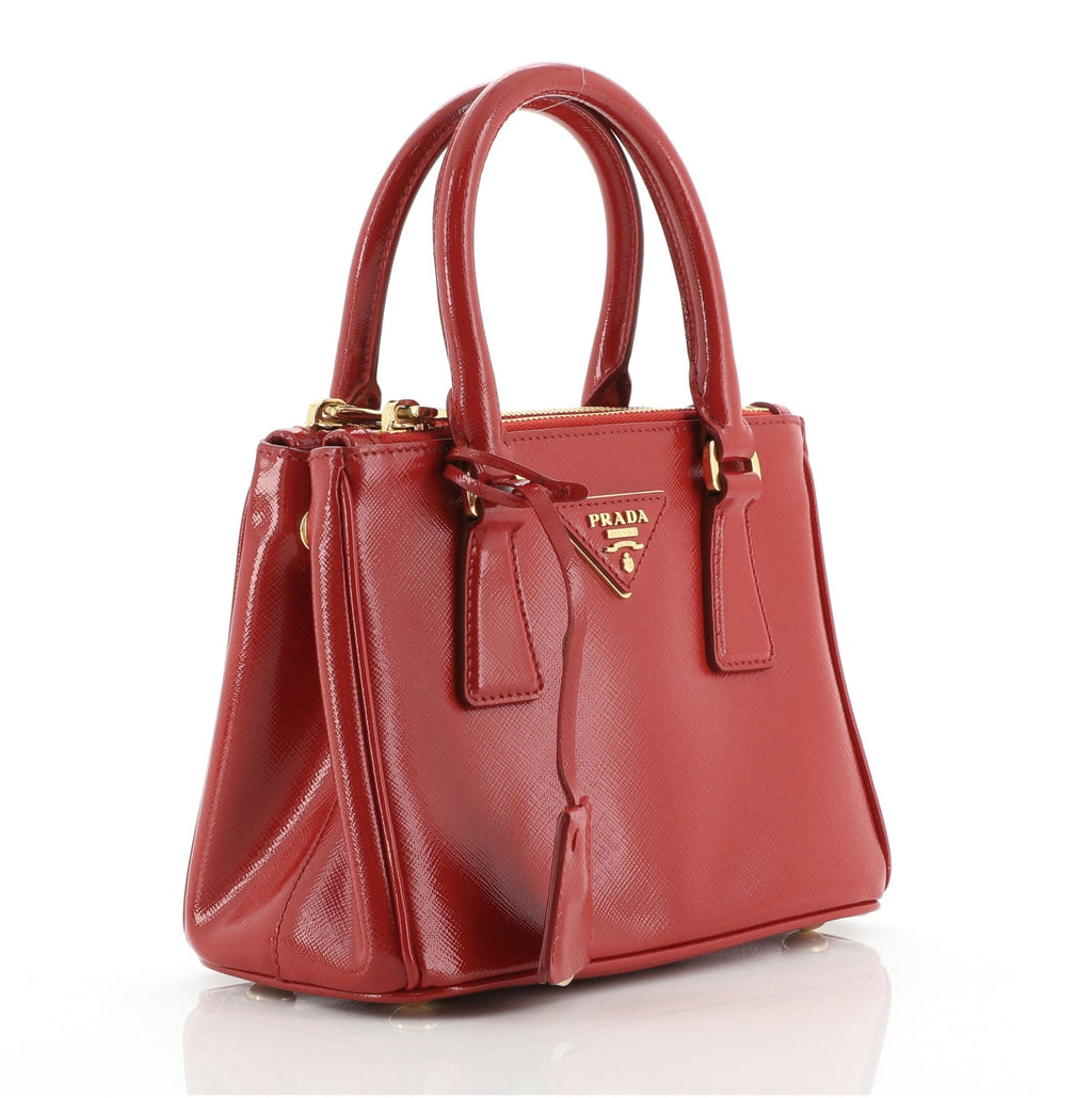 Galleria Double Zip Tote Vernice Saffiano Leather Mini