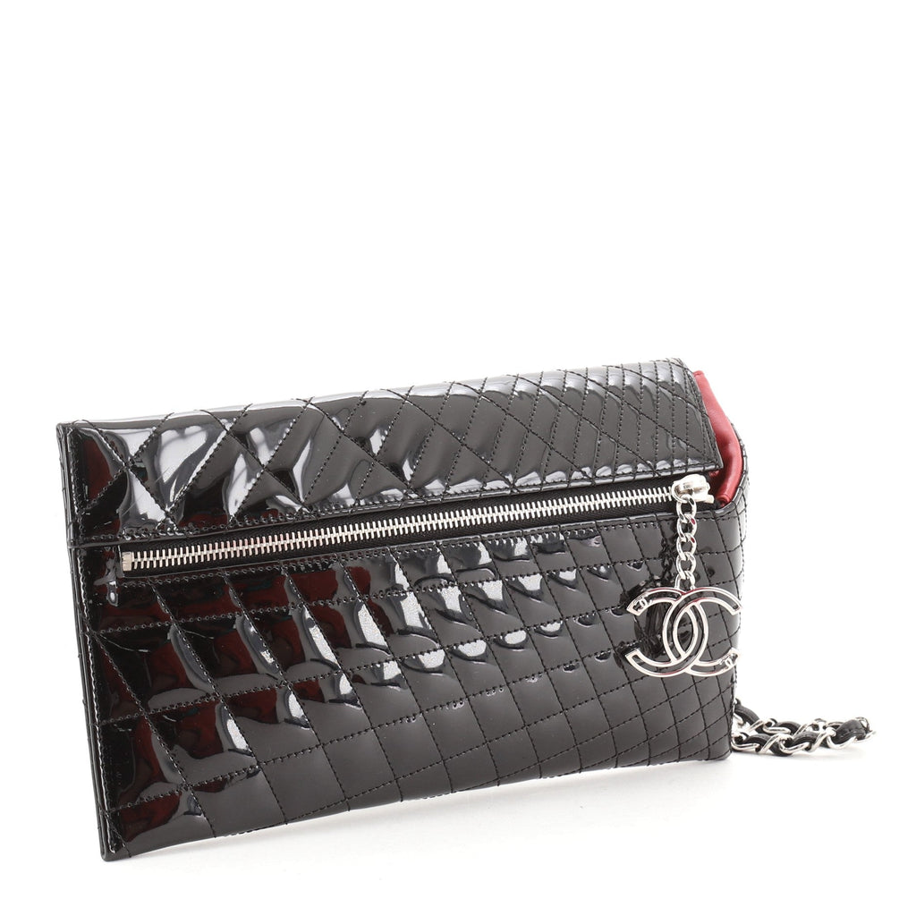 Kaleidoscope Clutch Quilted Patent Medium