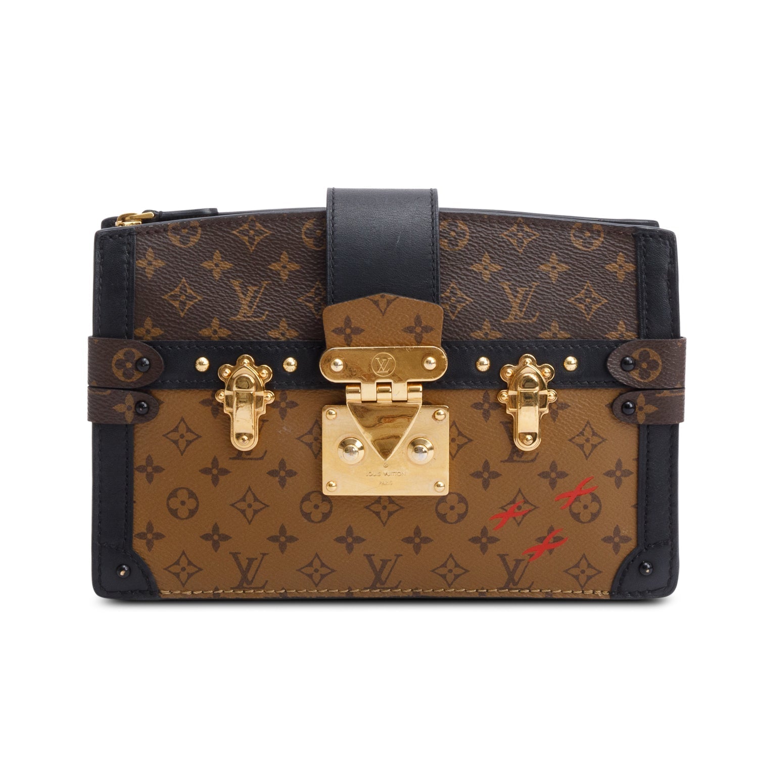 Louis Vuitton Monogram Reverse Pochette Trunk Clutch w/ Strap