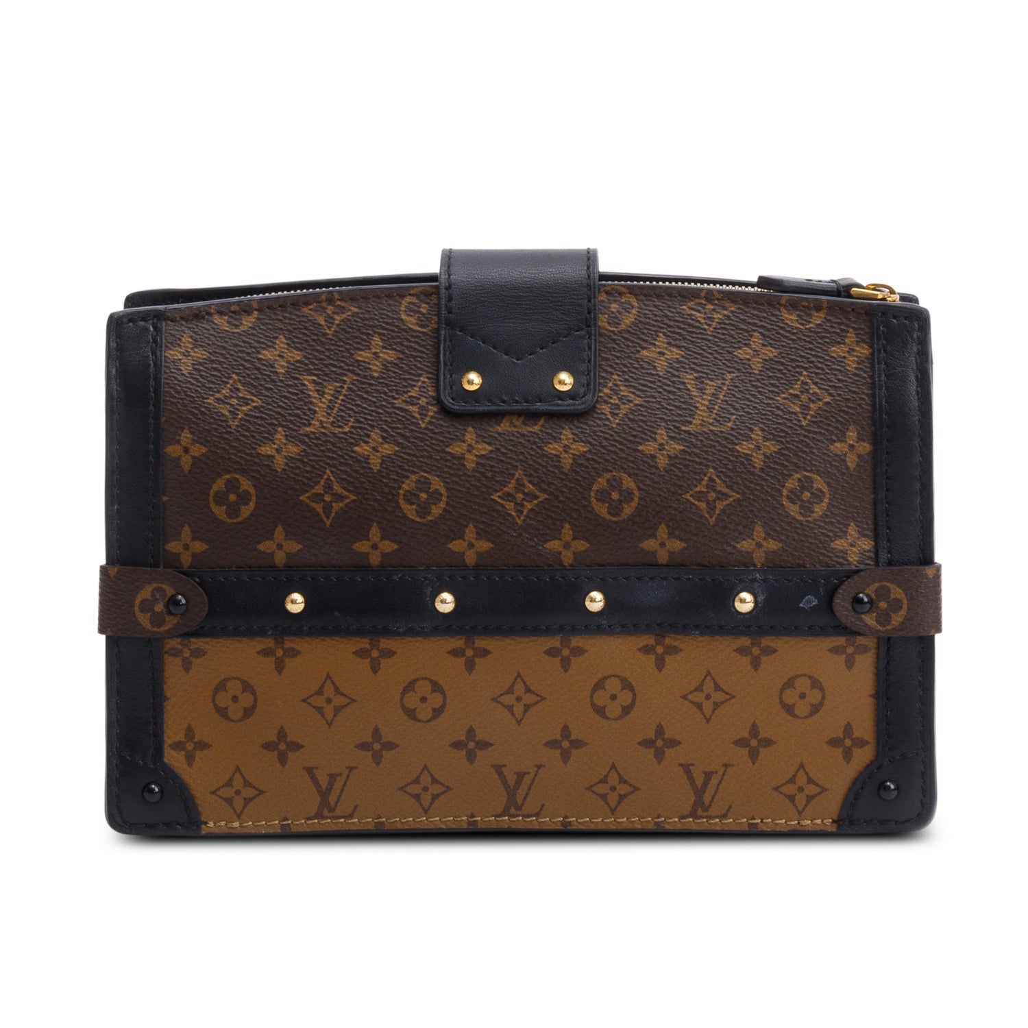 Louis Vuitton Monogram Reverse Pochette Trunk Clutch w/ Strap